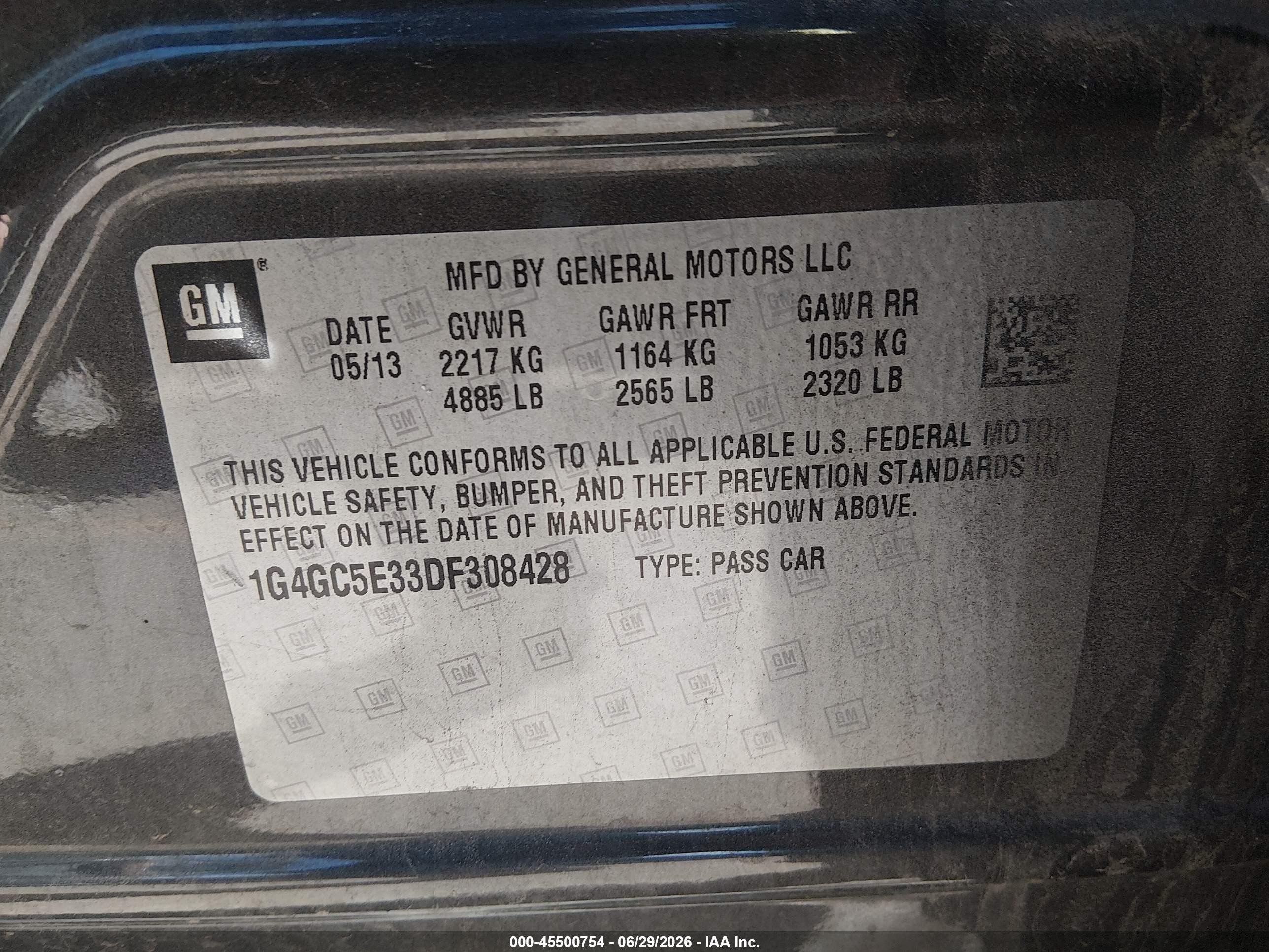 2013 Buick Lacrosse Leather Group Gray vin: 1G4GC5E33DF308428