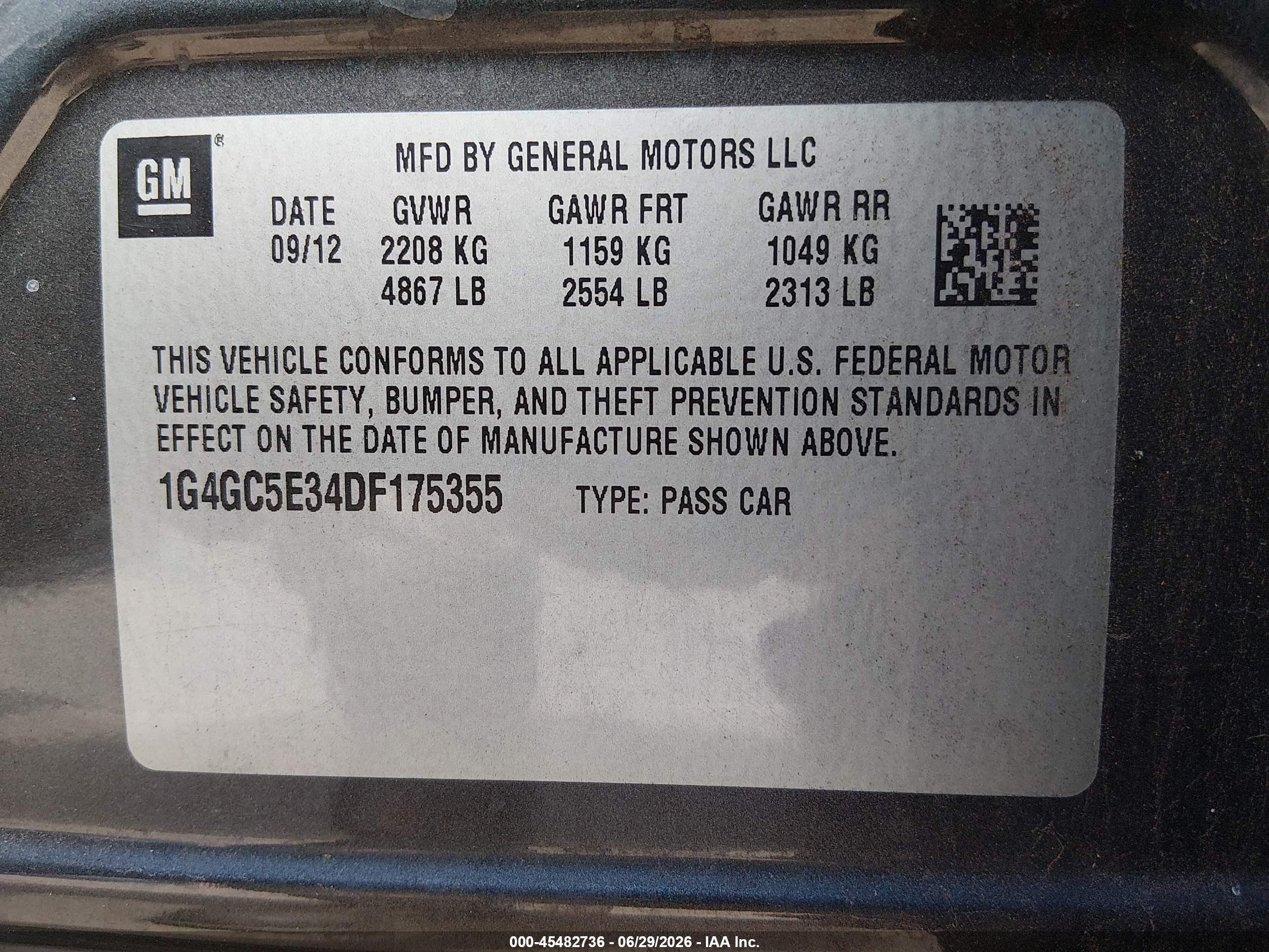 2013 Buick Lacrosse Leather Group Dark Blue vin: 1G4GC5E34DF175355