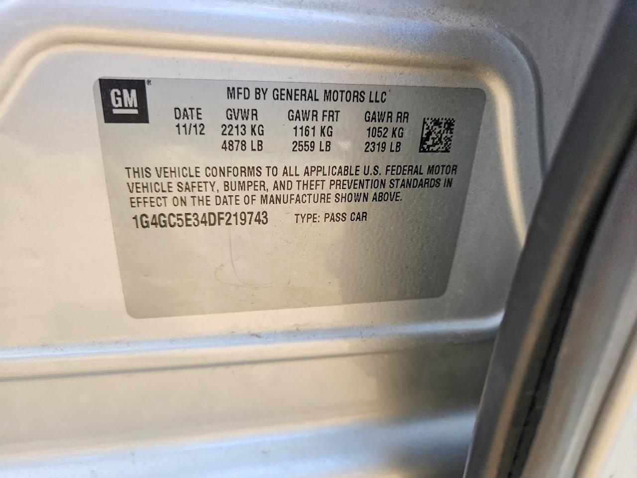 2013 Buick Lacrosse Серебряный vin: 1G4GC5E34DF219743
