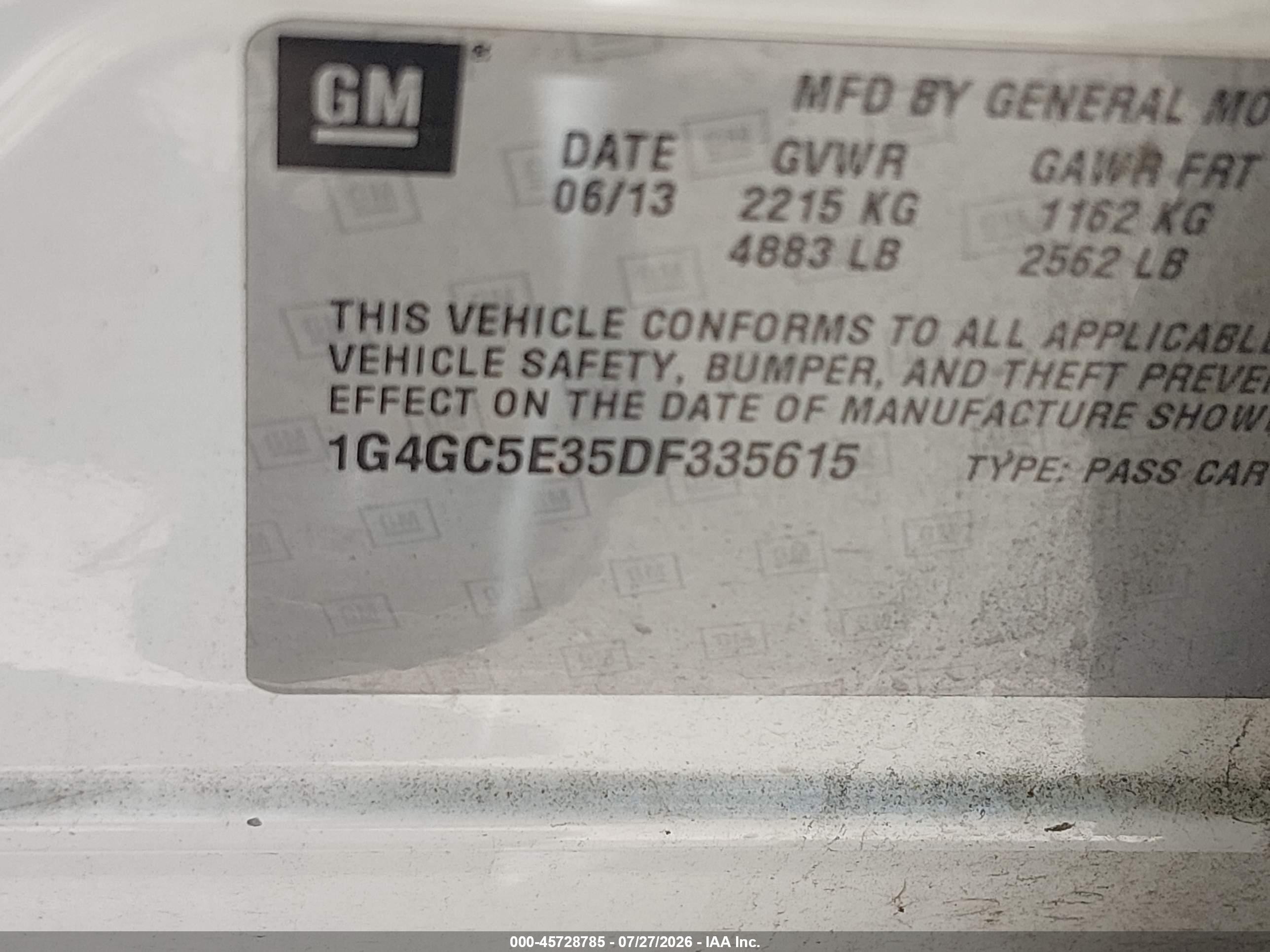 2013 Buick Lacrosse Leather Group White vin: 1G4GC5E35DF335615