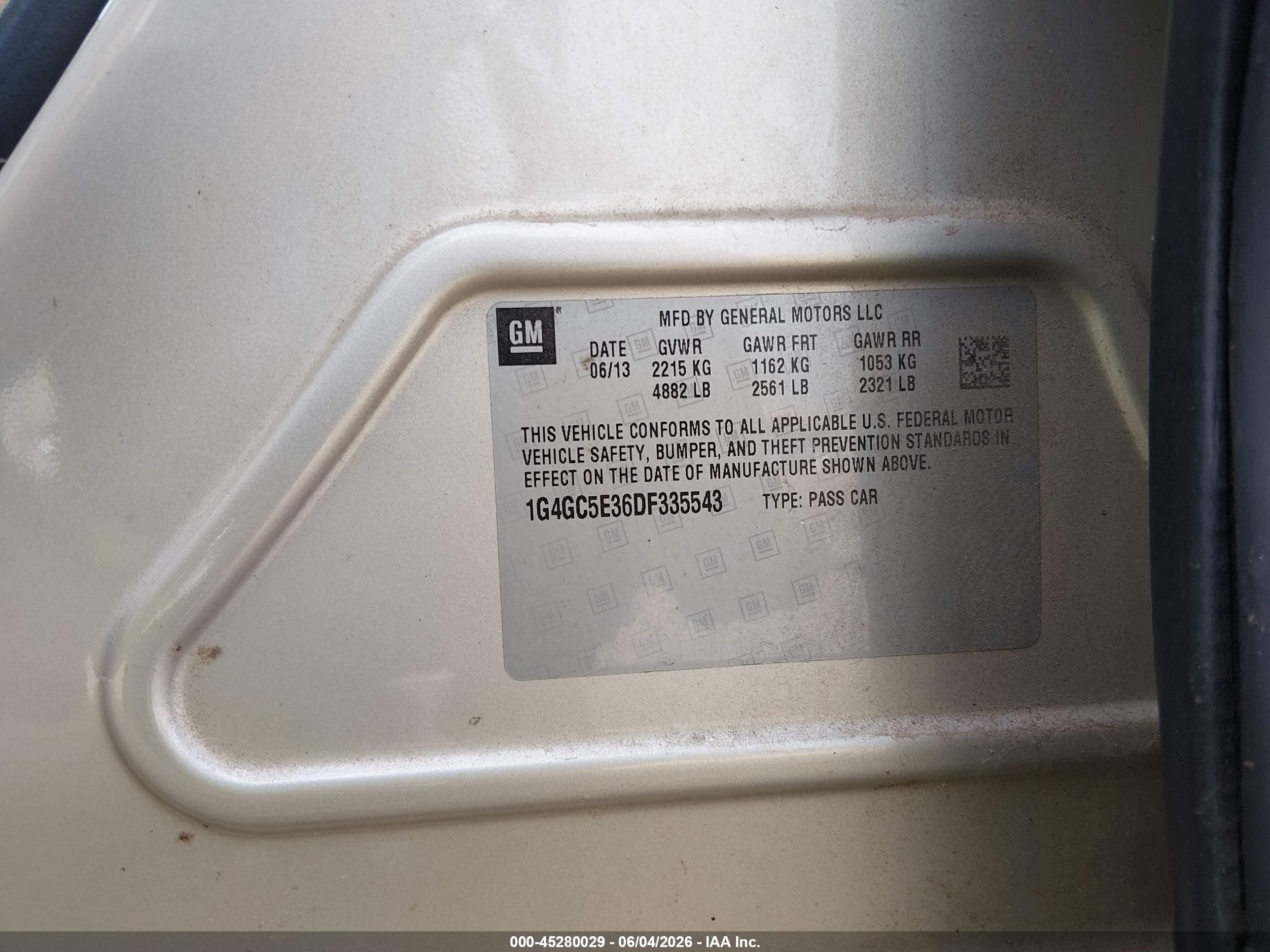 2013 Buick Lacrosse Leather Group Золотой vin: 1G4GC5E36DF335543