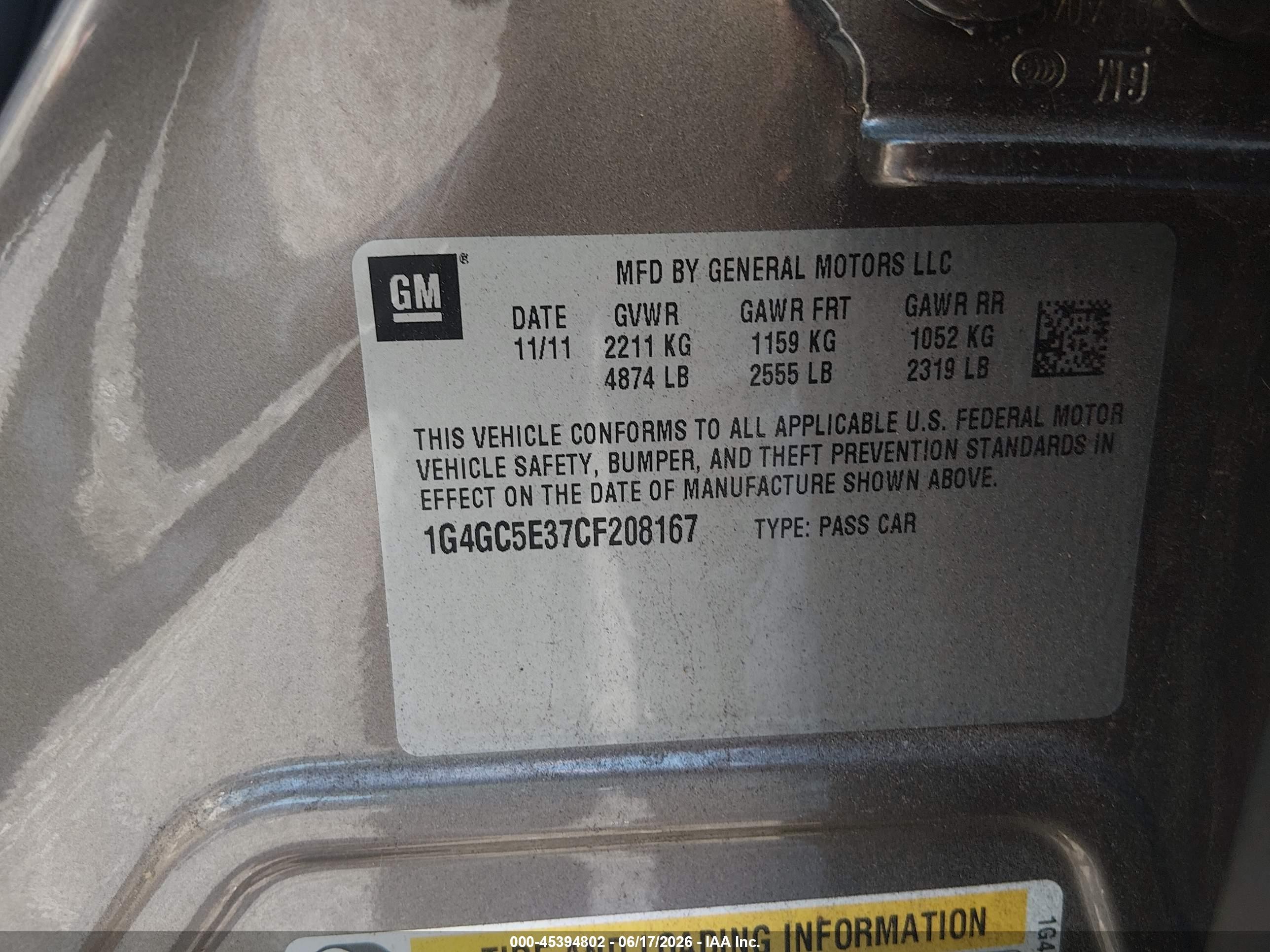 2012 Buick Lacrosse Leather Group Gold vin: 1G4GC5E37CF208167