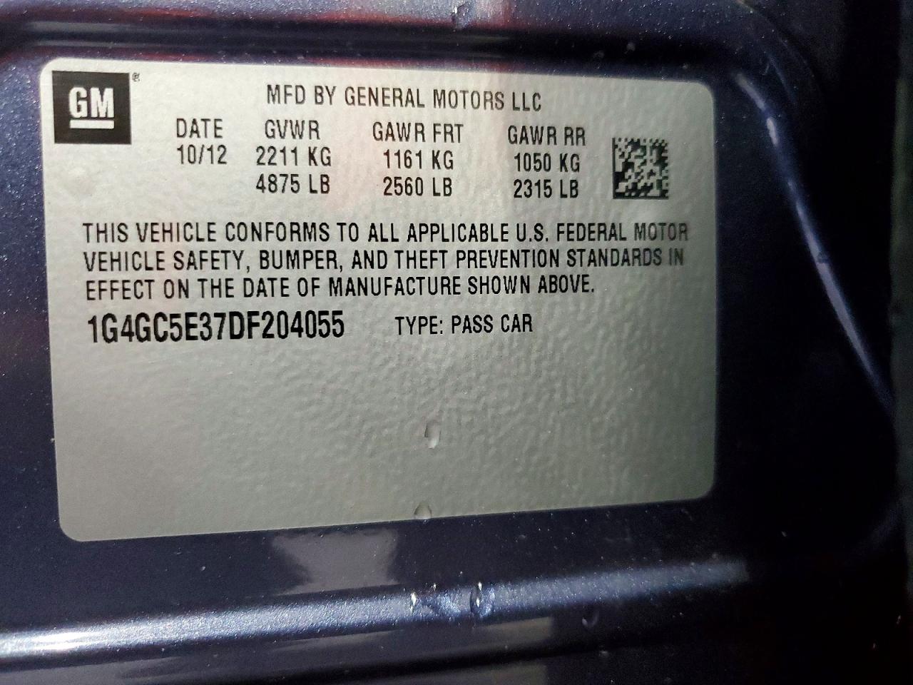 2013 Buick Lacrosse Синий vin: 1G4GC5E37DF204055