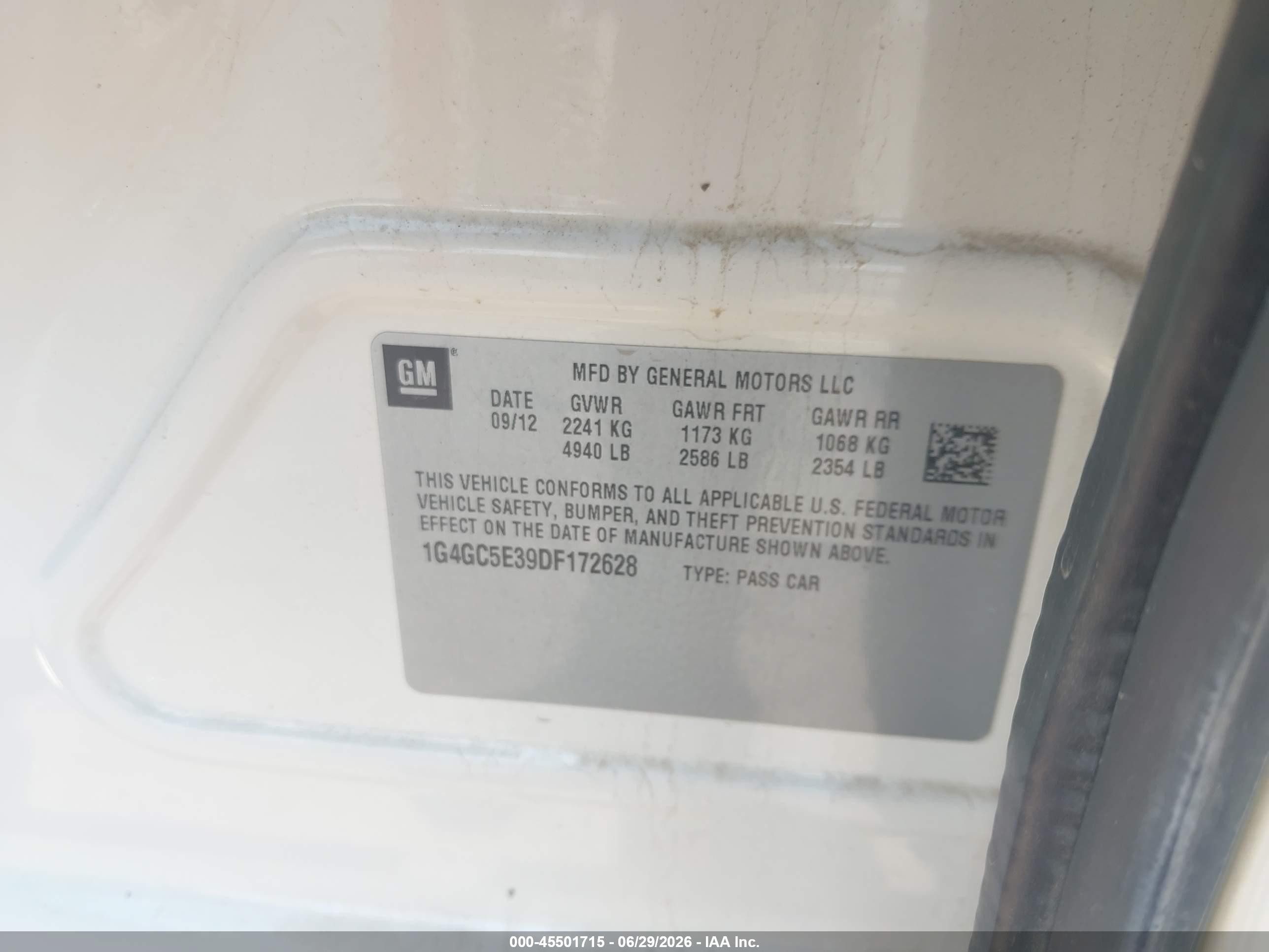 2013 Buick Lacrosse Leather Group White vin: 1G4GC5E39DF172628