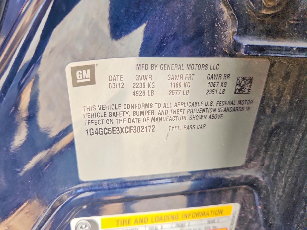 2012 Buick Lacrosse Blue vin: 1G4GC5E3XCF302172