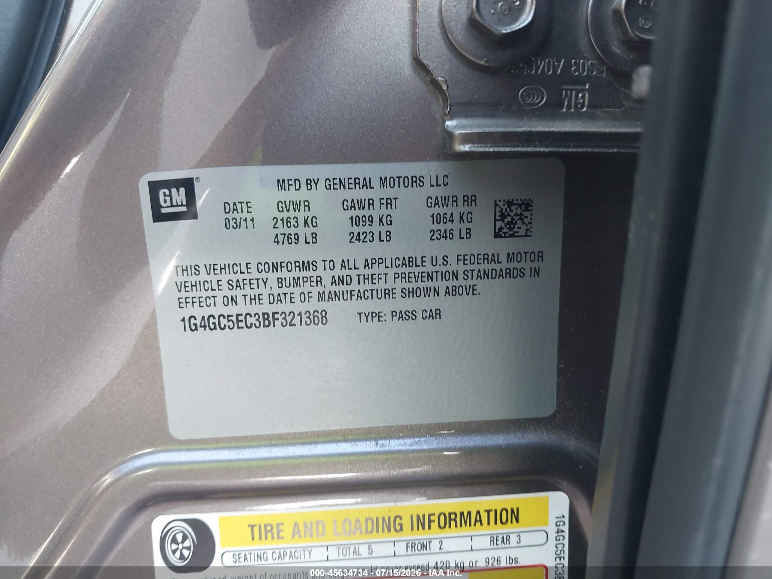 2011 Buick Lacrosse Cxl Серый vin: 1G4GC5EC3BF321368