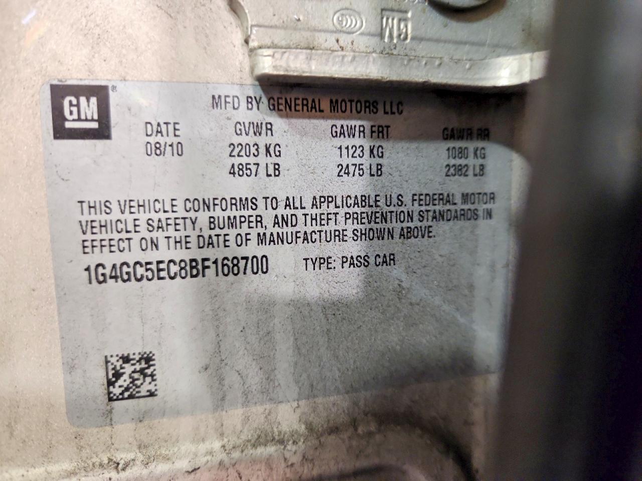 2011 Buick Lacrosse Cxl Beige vin: 1G4GC5EC8BF168700