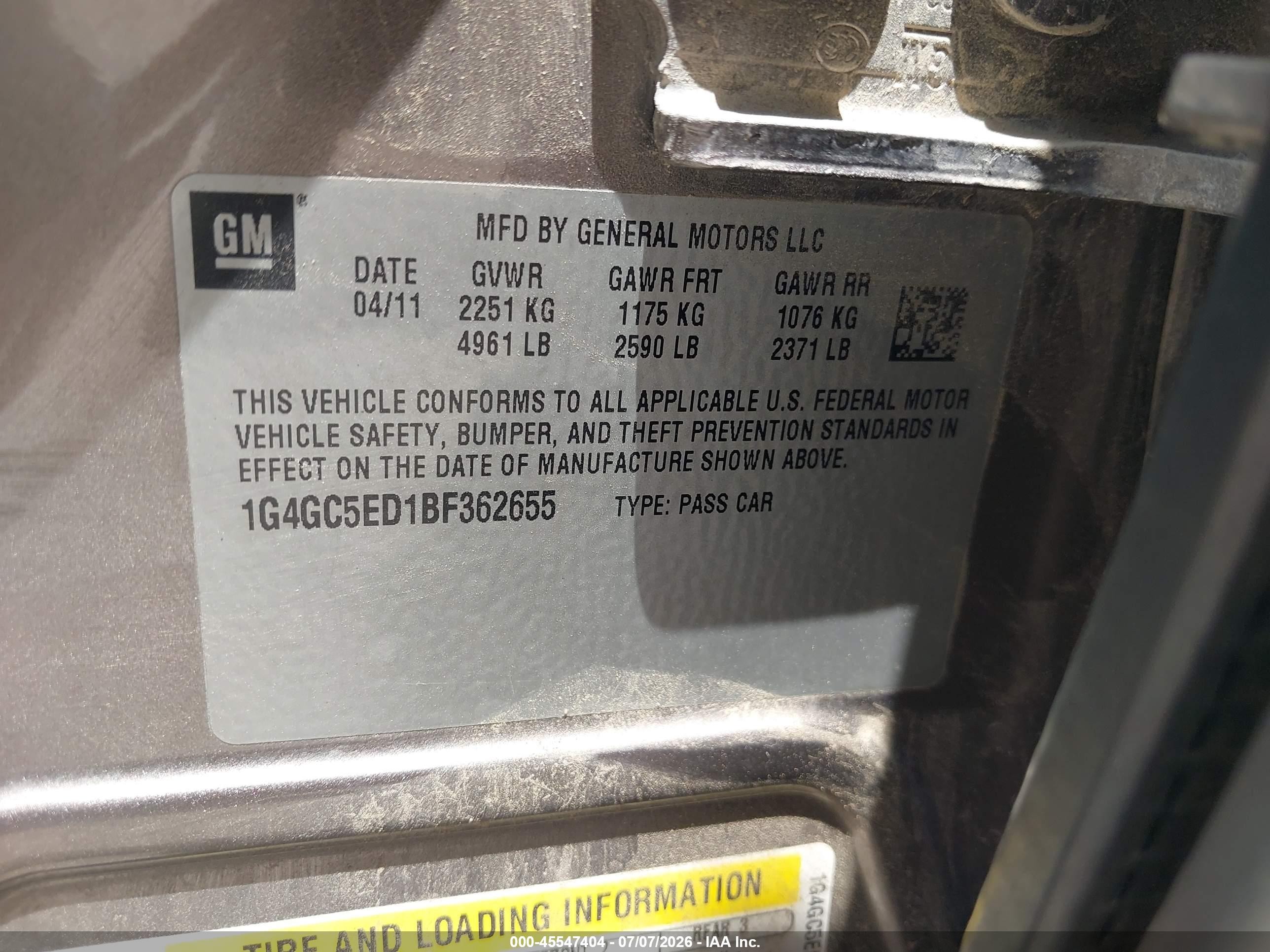 2011 Buick Lacrosse Cxl Коричневый vin: 1G4GC5ED1BF362655