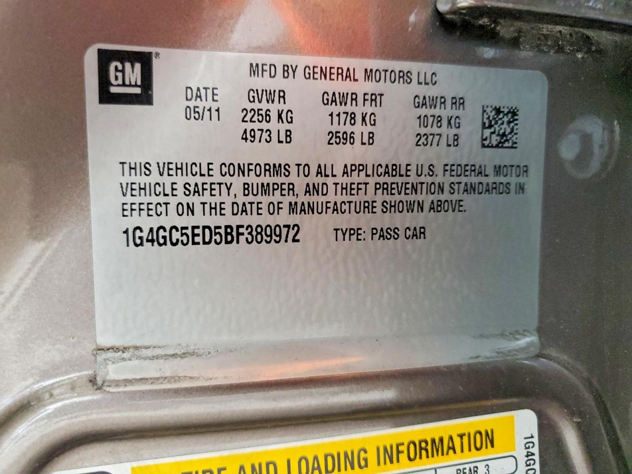 2011 Buick Lacrosse Cxl Silver vin: 1G4GC5ED5BF389972