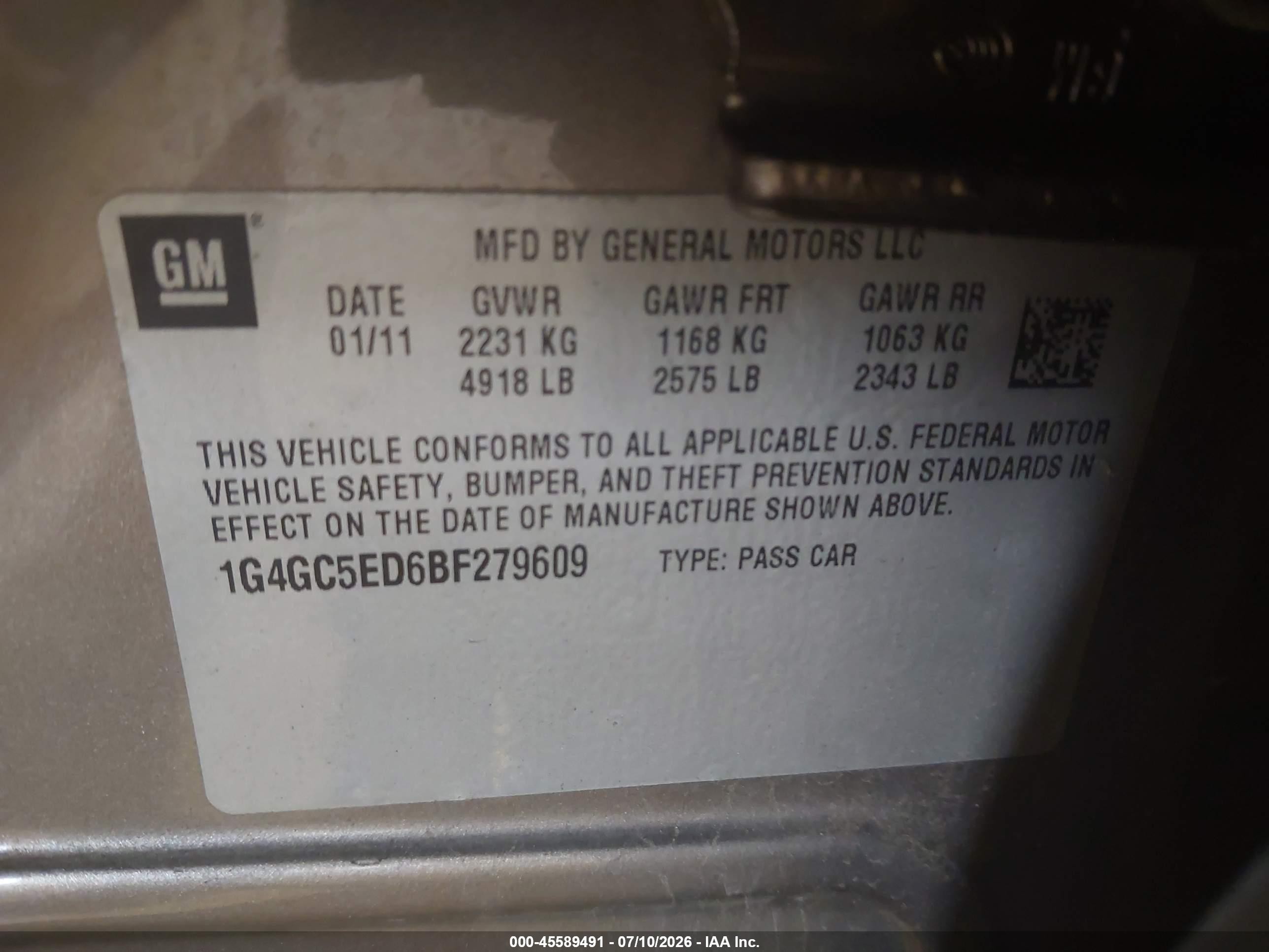 2011 Buick Lacrosse Cxl Brown vin: 1G4GC5ED6BF279609
