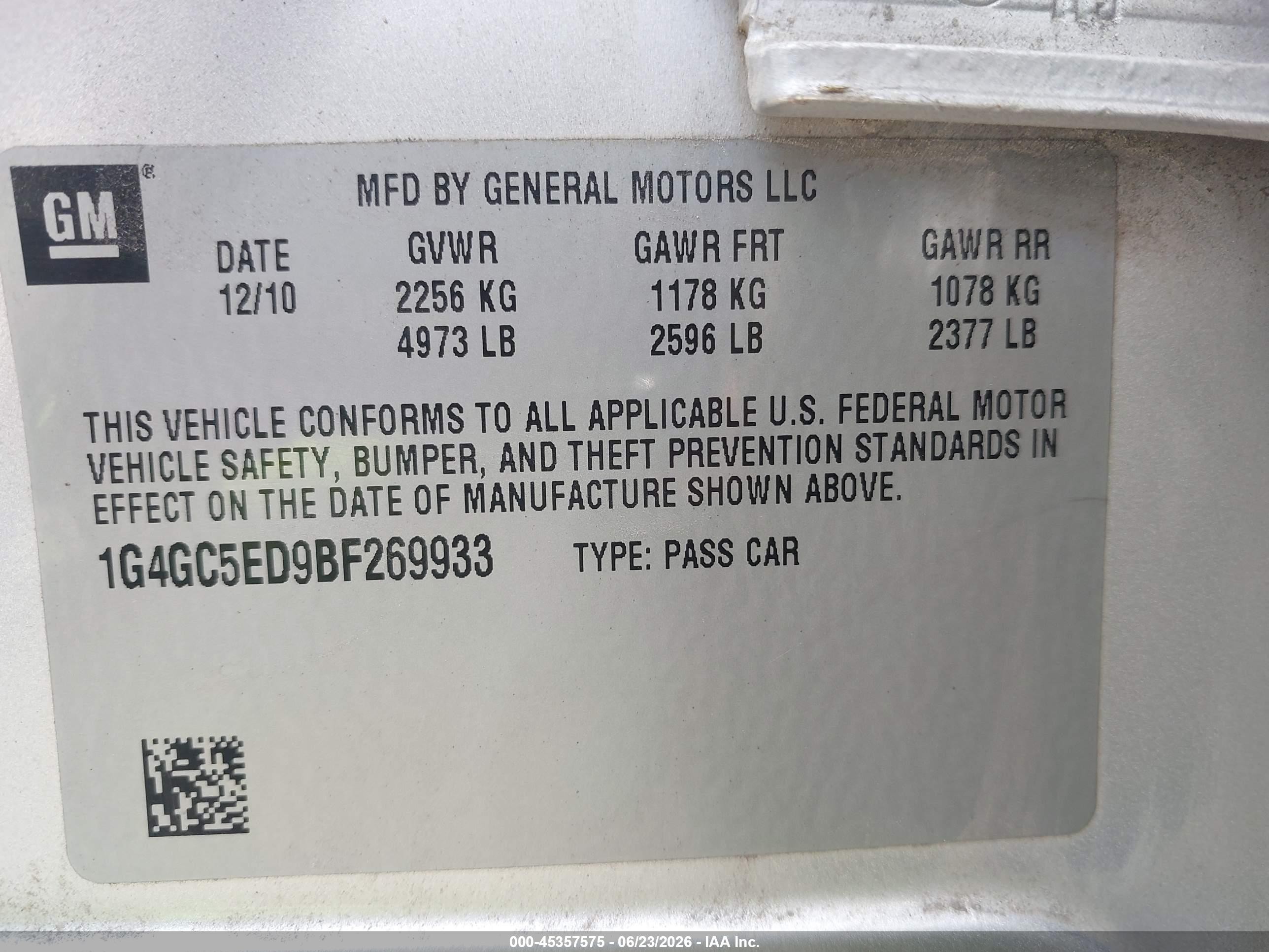 2011 Buick Lacrosse Cxl Серебряный vin: 1G4GC5ED9BF269933