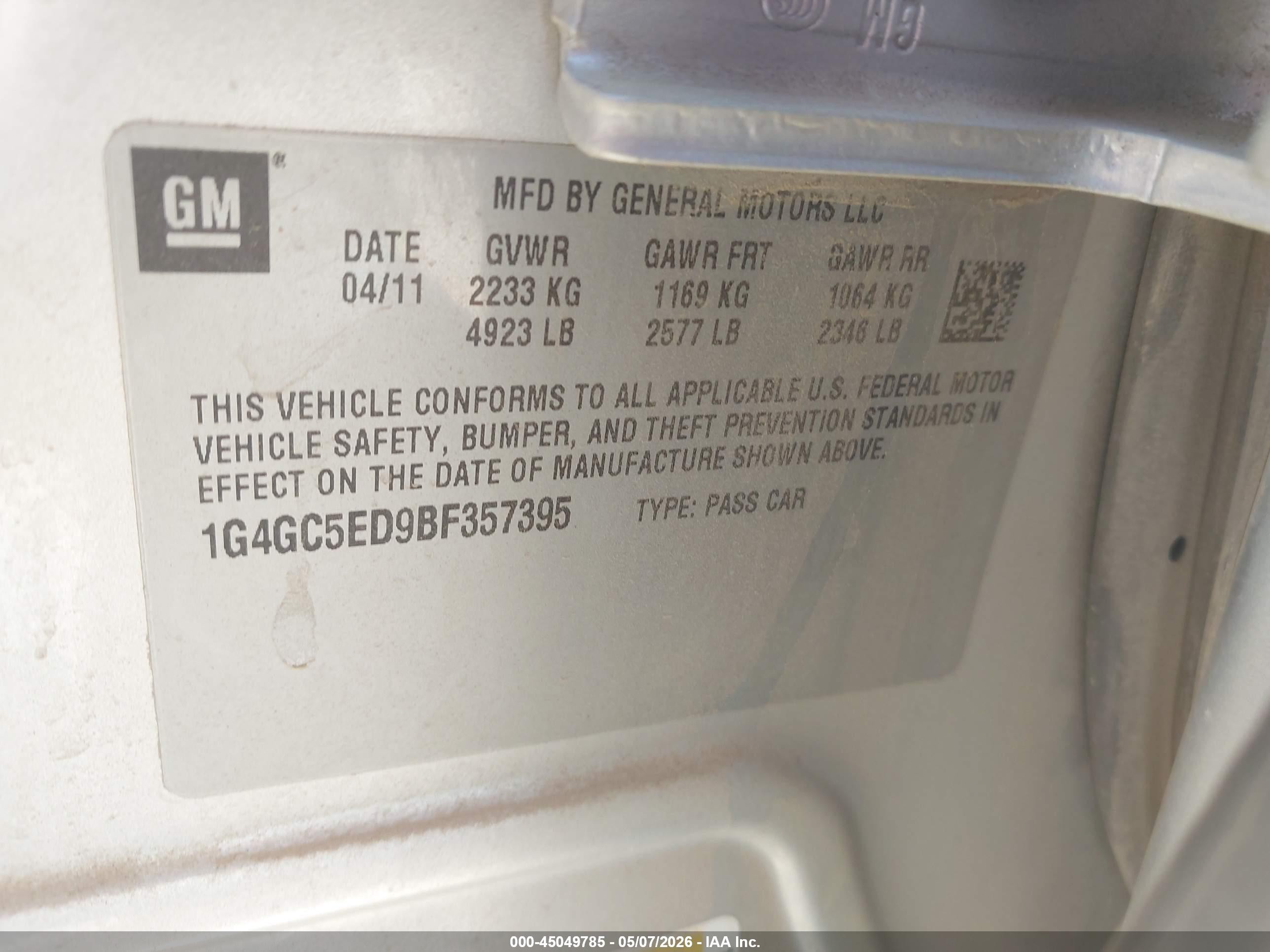 2011 Buick Lacrosse Cxl Серебряный vin: 1G4GC5ED9BF357395