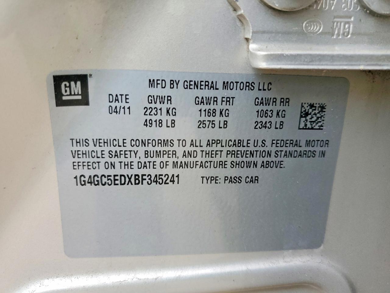 2011 Buick Lacrosse Cxl Бежевый vin: 1G4GC5EDXBF345241