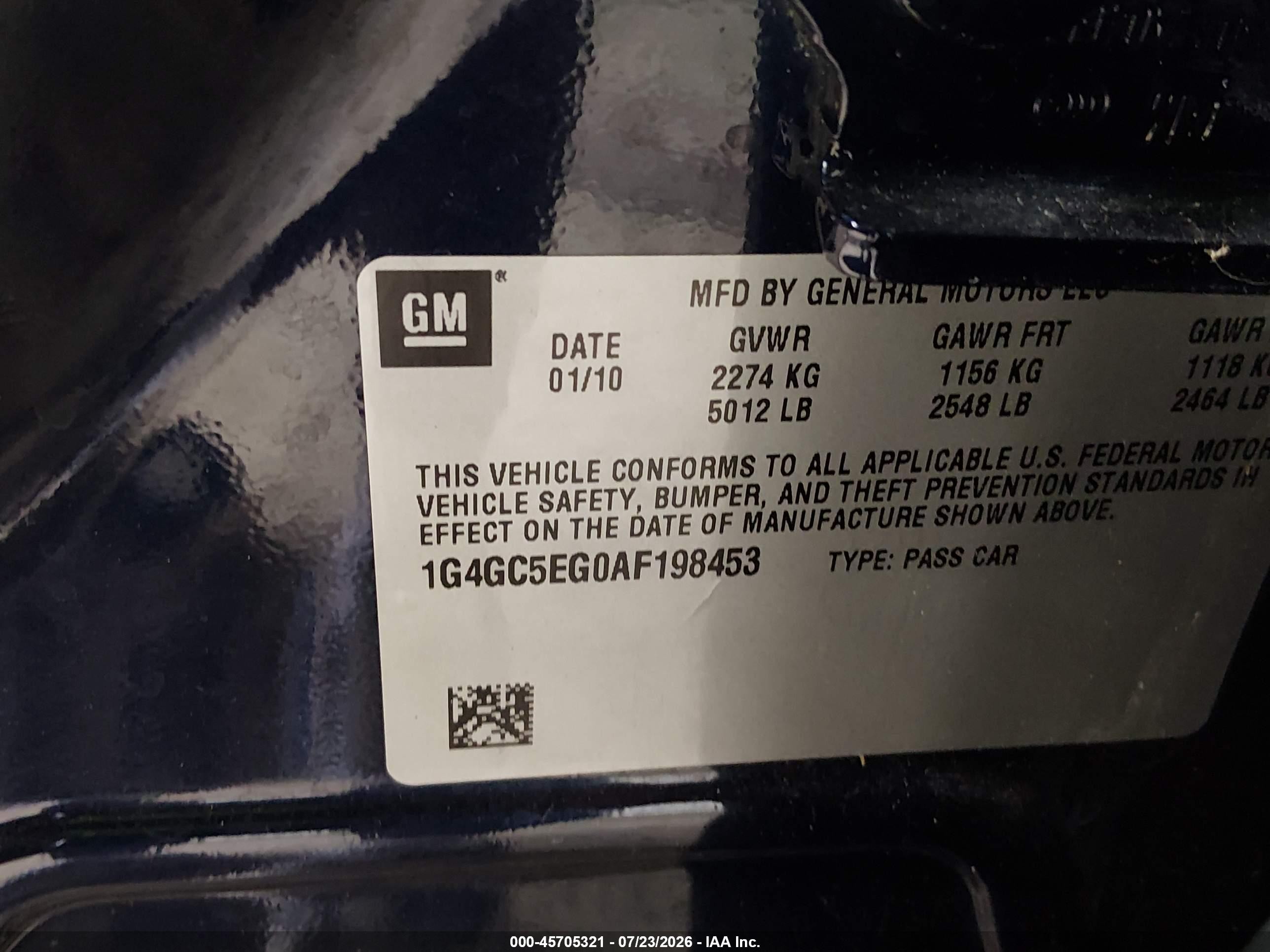2010 Buick Lacrosse Cxl Blue vin: 1G4GC5EG0AF198453