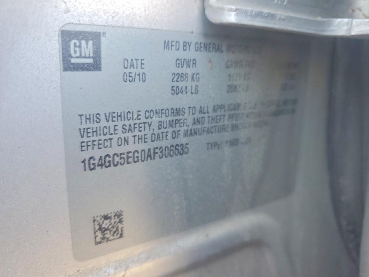 2010 Buick Lacrosse Cxl Silver vin: 1G4GC5EG0AF306635