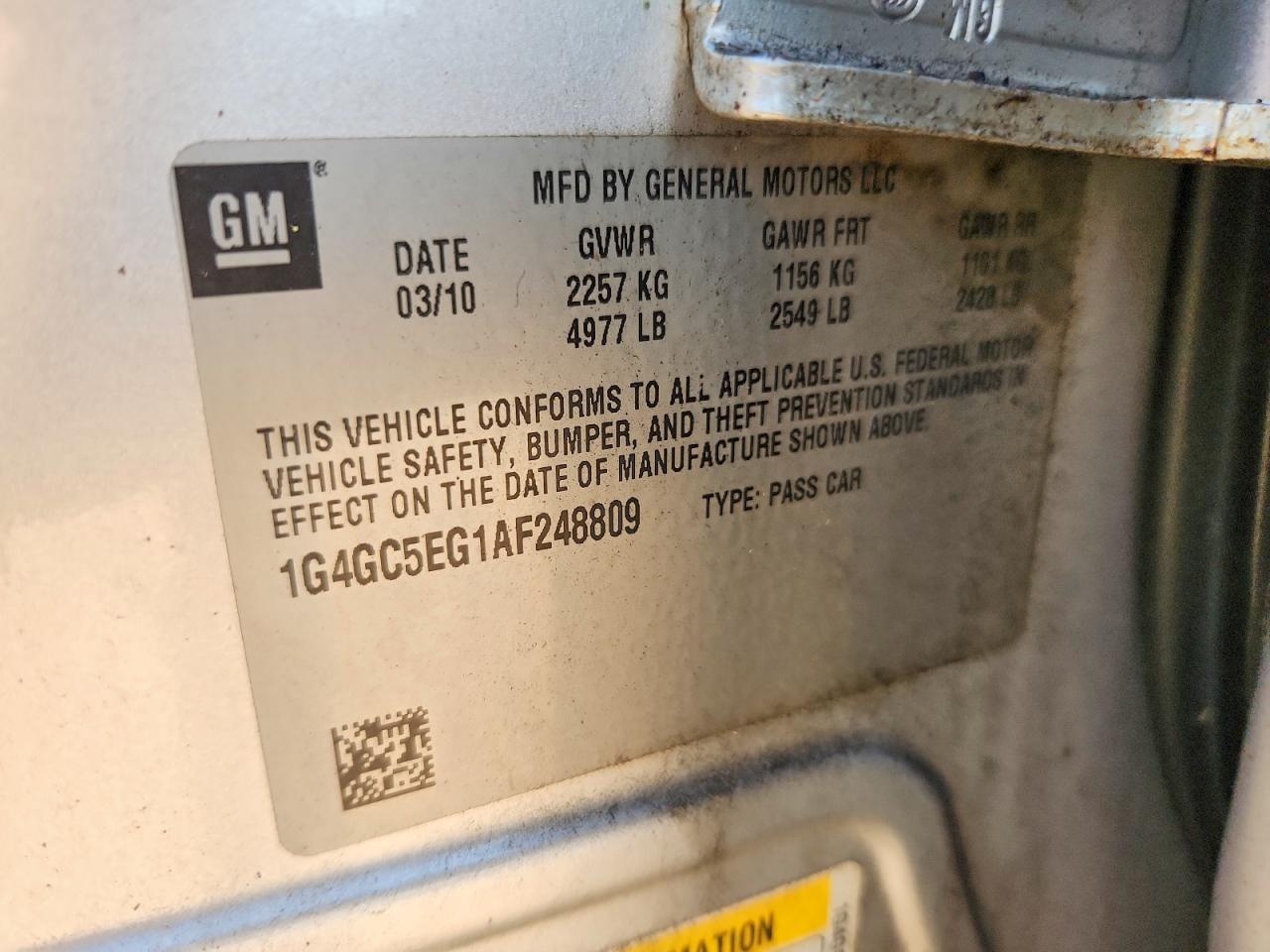 2010 Buick Lacrosse Cxl Silver vin: 1G4GC5EG1AF248809