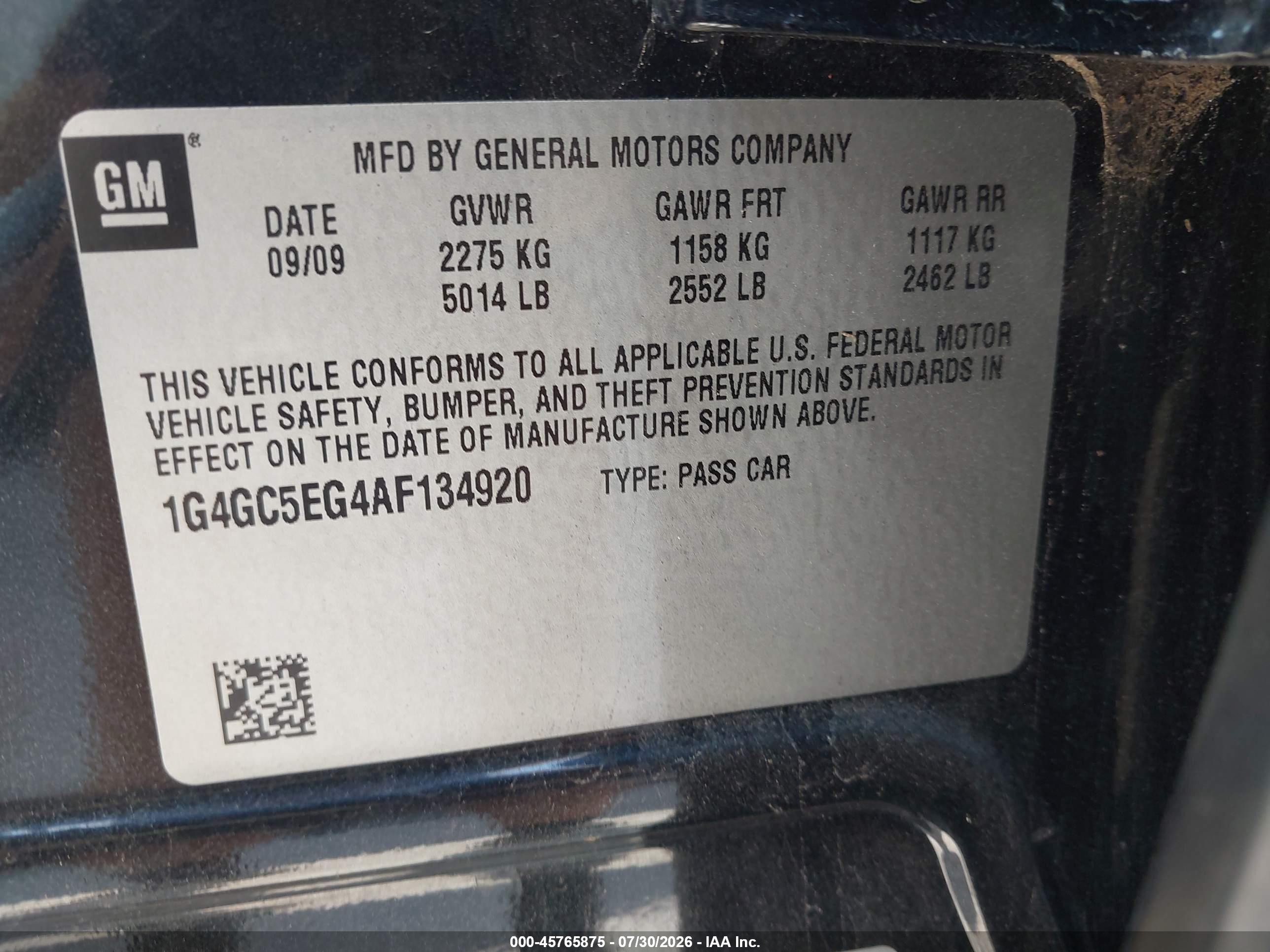 2010 Buick Lacrosse Cxl Black vin: 1G4GC5EG4AF134920
