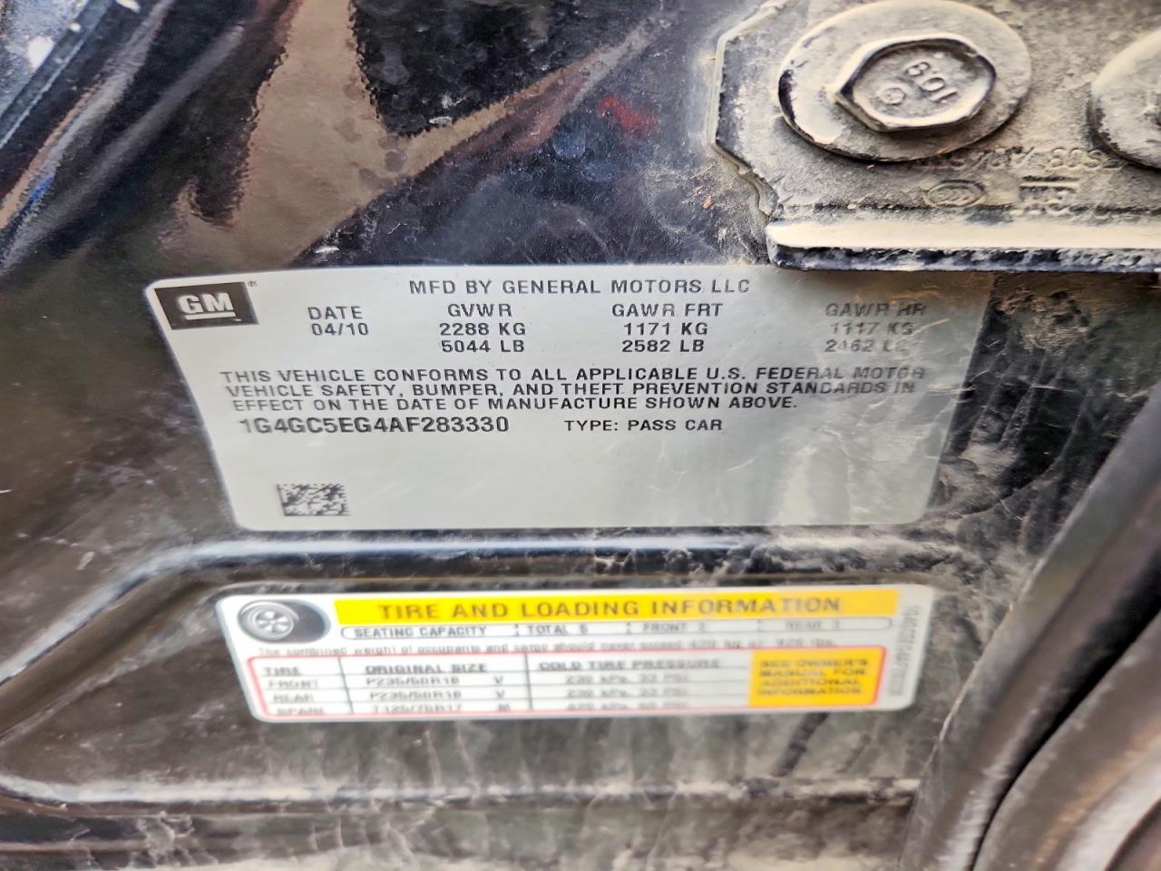 2010 Buick Lacrosse Cxl Black vin: 1G4GC5EG4AF283330