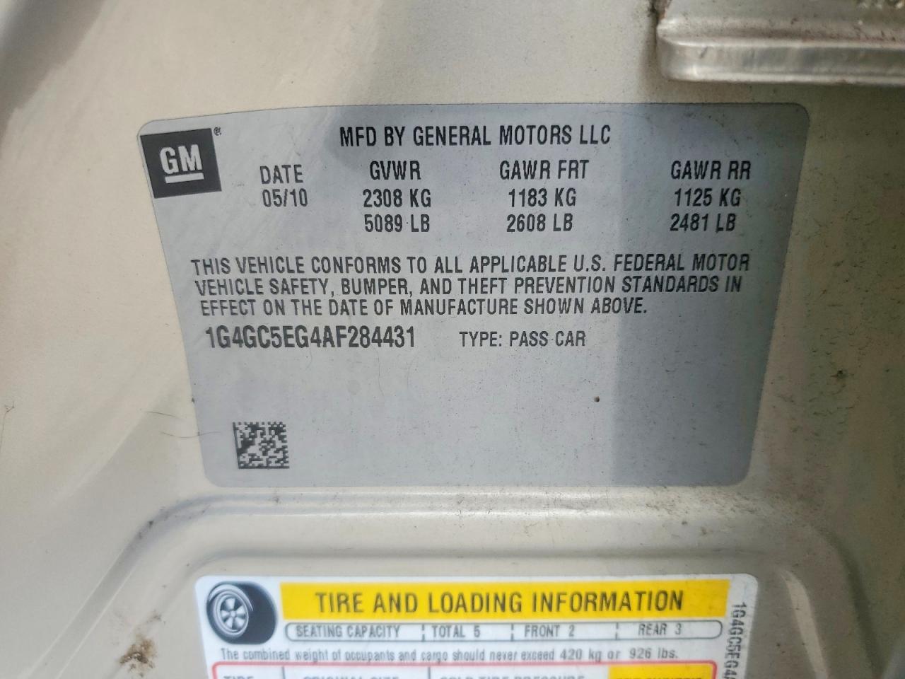 2010 Buick Lacrosse Cxl Cream vin: 1G4GC5EG4AF284431