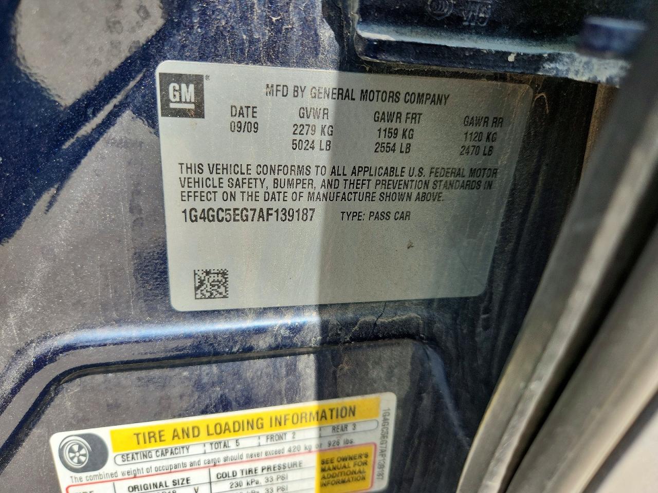 2010 Buick Lacrosse Cxl Blue vin: 1G4GC5EG7AF139187