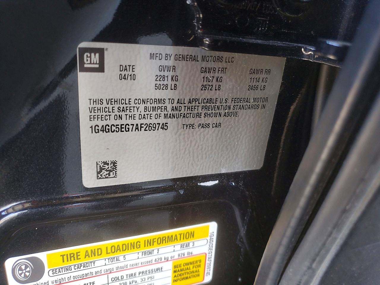 2010 Buick Lacrosse Cxl Charcoal vin: 1G4GC5EG7AF269745