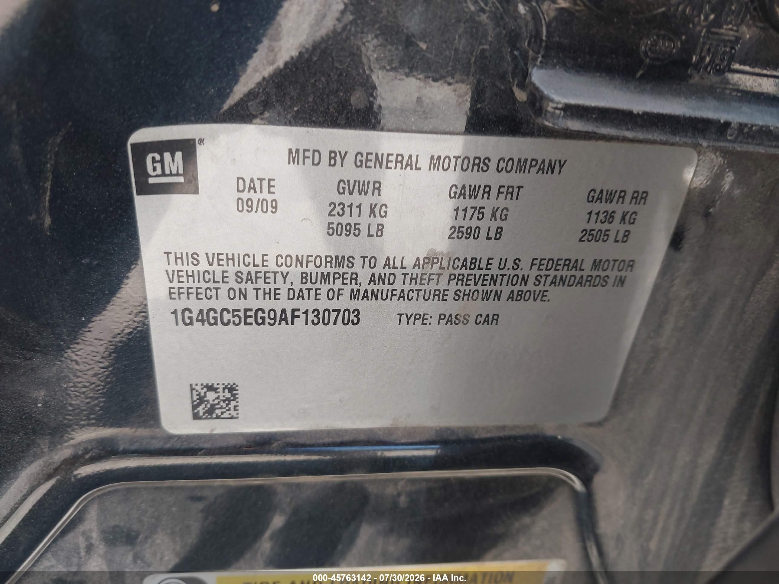 2010 Buick Lacrosse Cxl Black vin: 1G4GC5EG9AF130703
