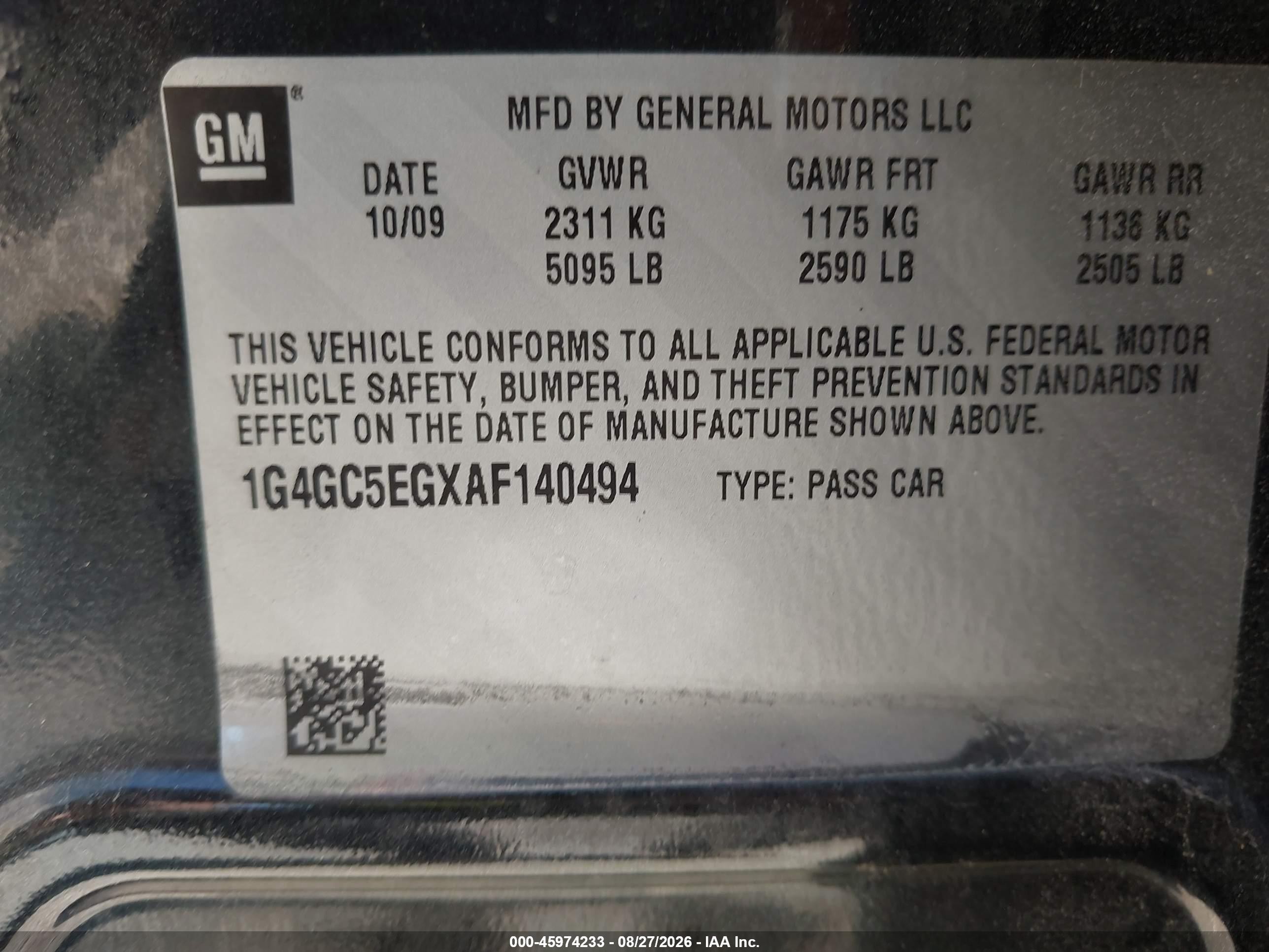 2010 Buick Lacrosse Cxl Черный vin: 1G4GC5EGXAF140494