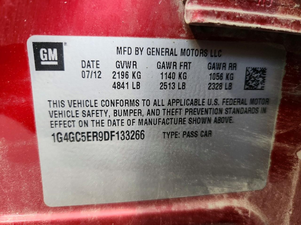 2013 Buick Lacrosse Красный vin: 1G4GC5ER9DF133266