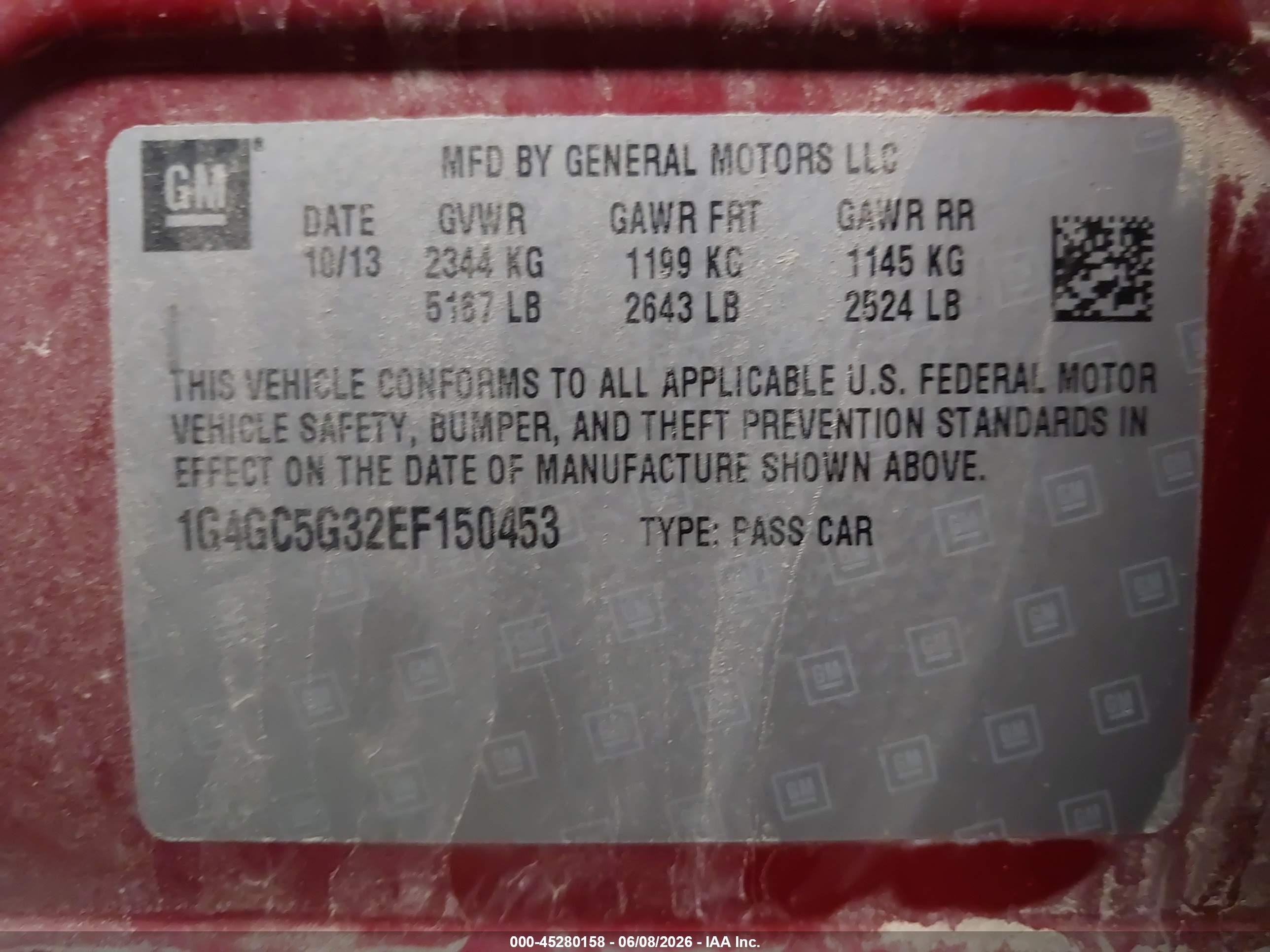 2014 Buick Lacrosse Leather Group Red vin: 1G4GC5G32EF150453