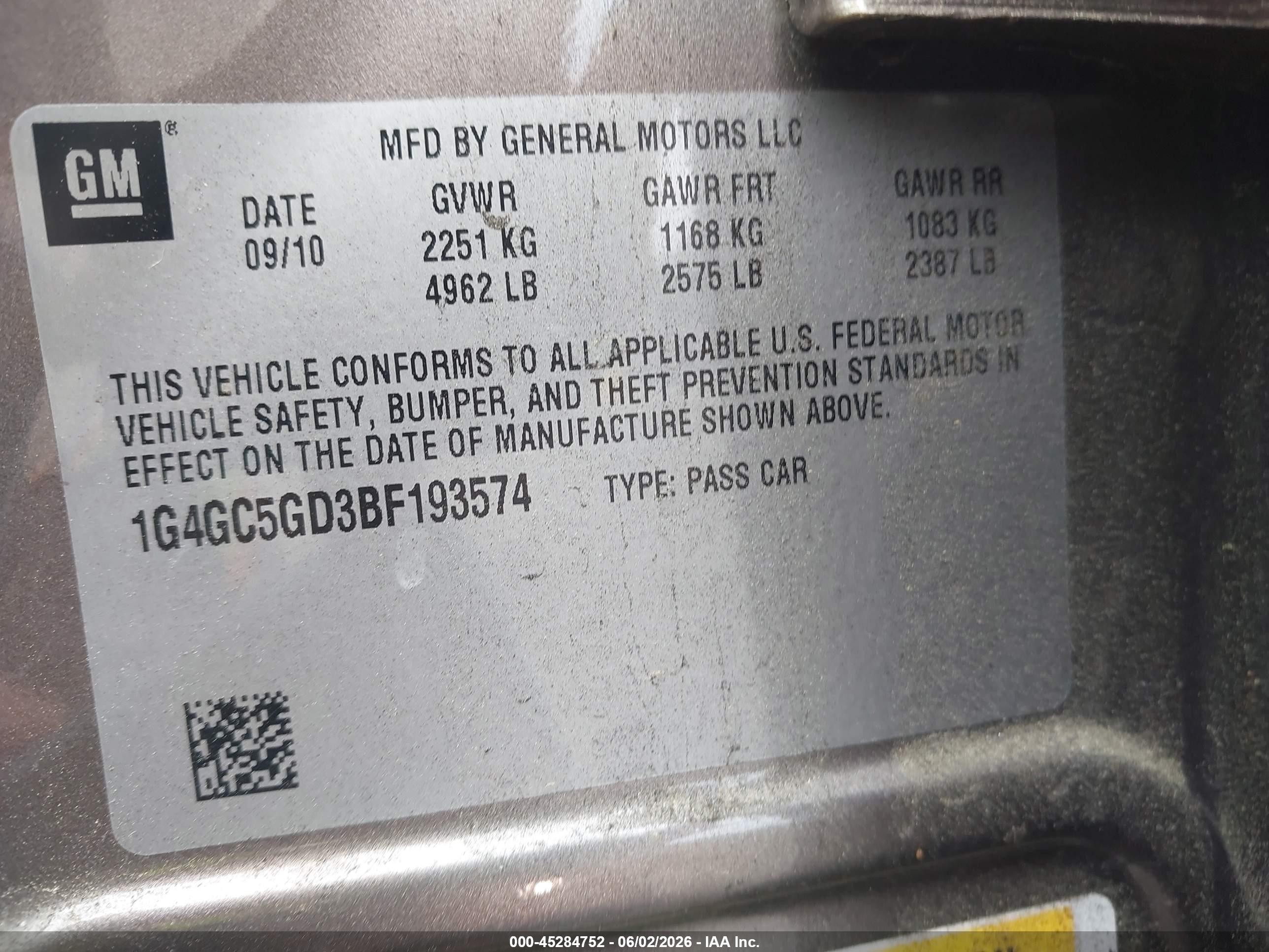 2011 Buick Lacrosse Cxl Gray vin: 1G4GC5GD3BF193574