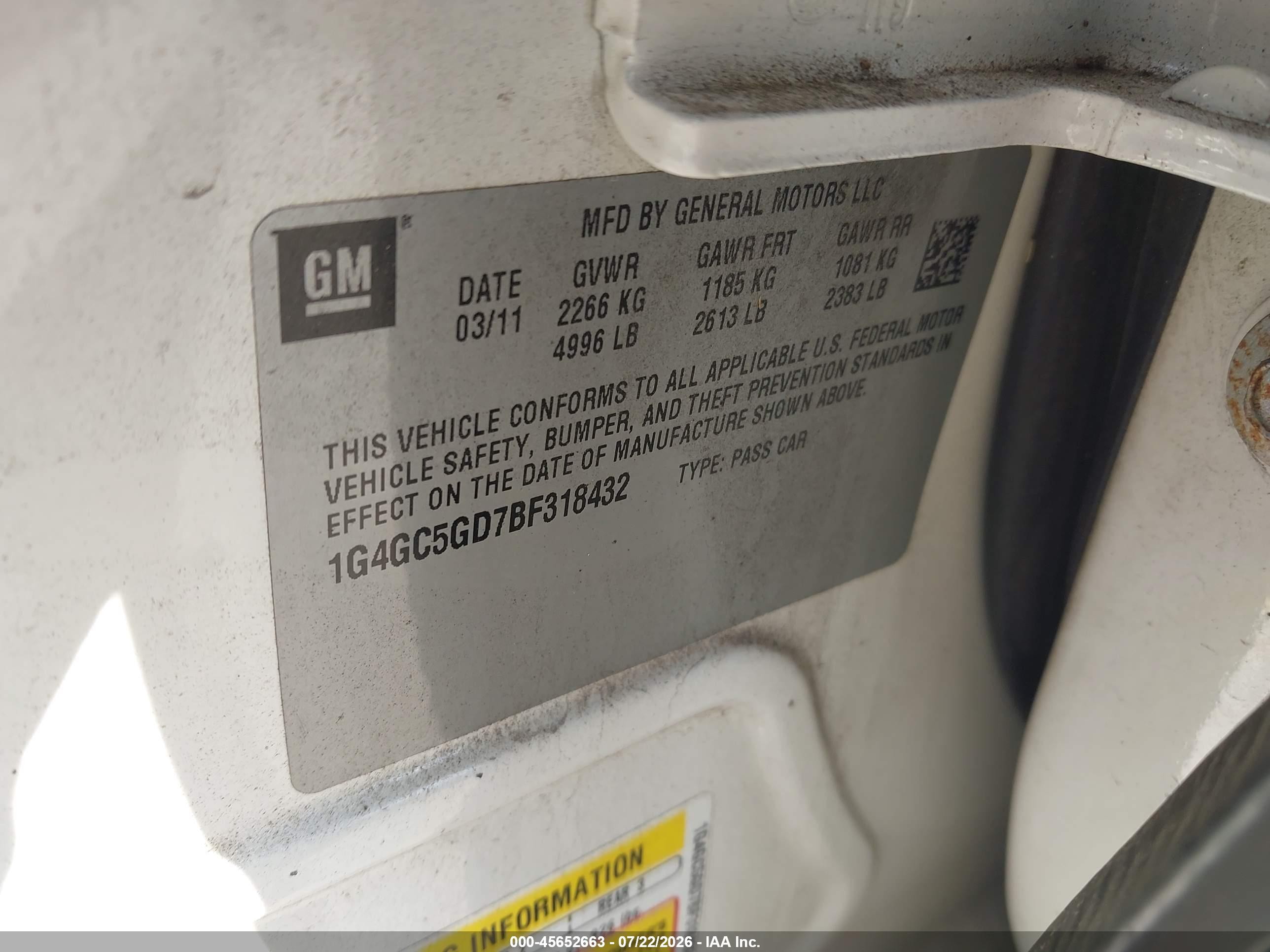 2011 Buick Lacrosse Cxl Кремовый vin: 1G4GC5GD7BF318432