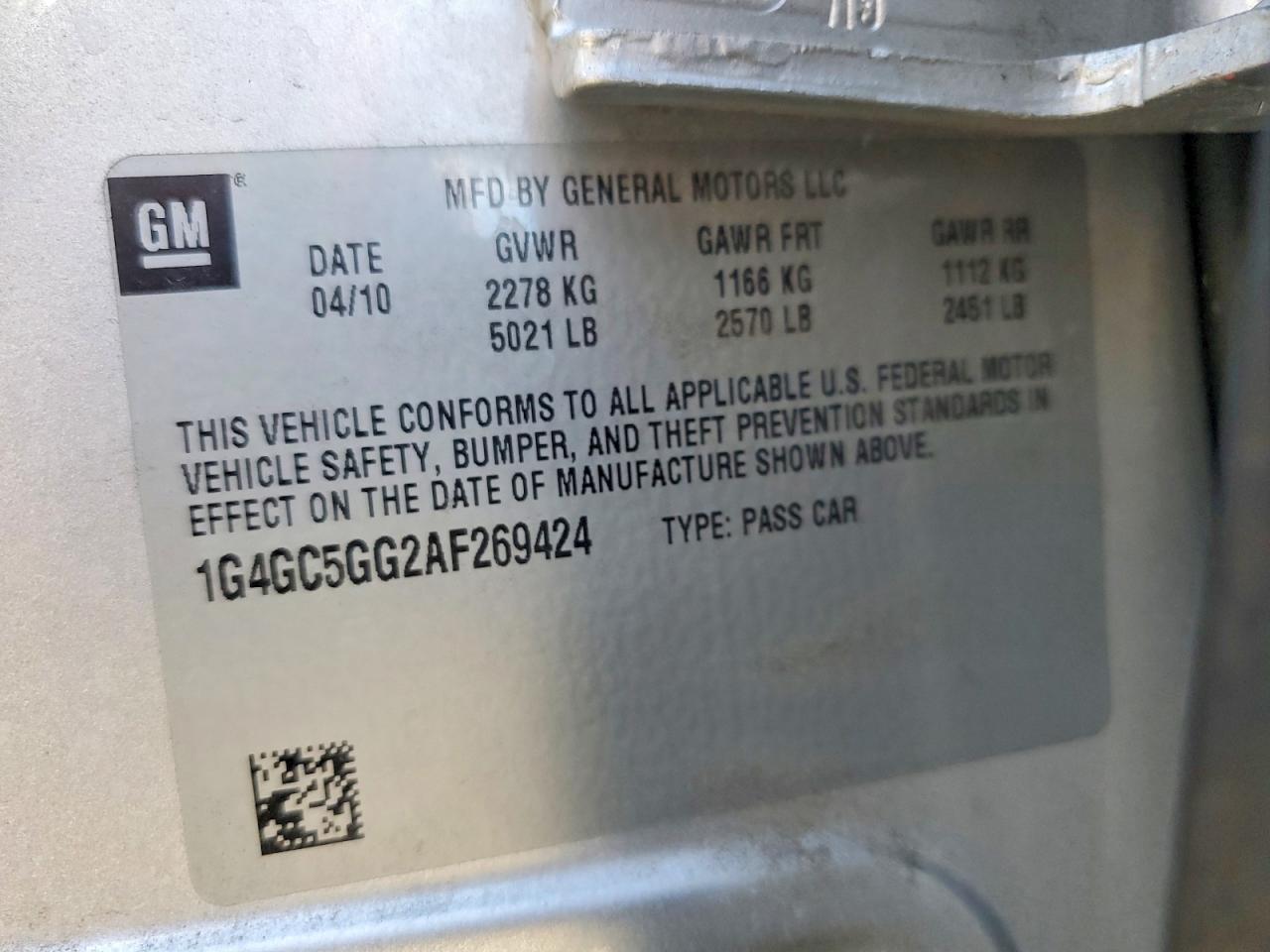 2010 Buick Lacrosse Cxl Silver vin: 1G4GC5GG2AF269424