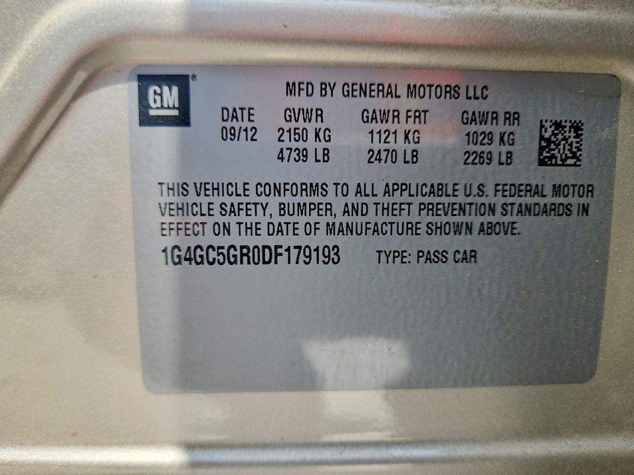 2013 Buick Lacrosse Beige vin: 1G4GC5GR0DF179193