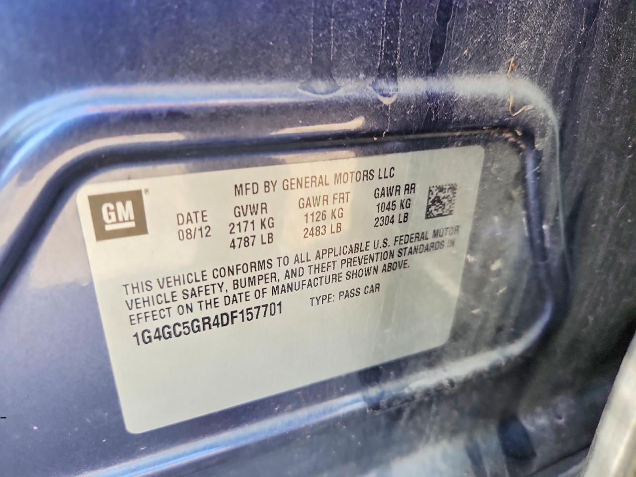 2013 Buick Lacrosse Gray vin: 1G4GC5GR4DF157701