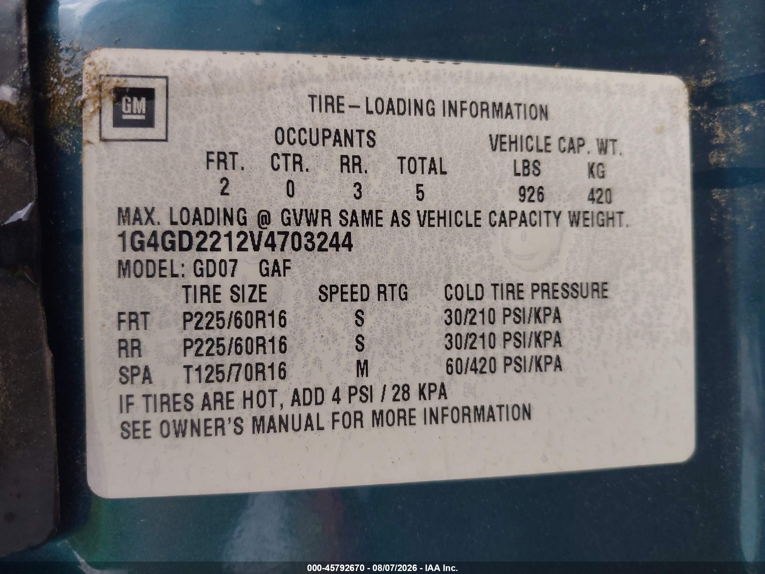 1997 Buick Riviera Green vin: 1G4GD2212V4703244