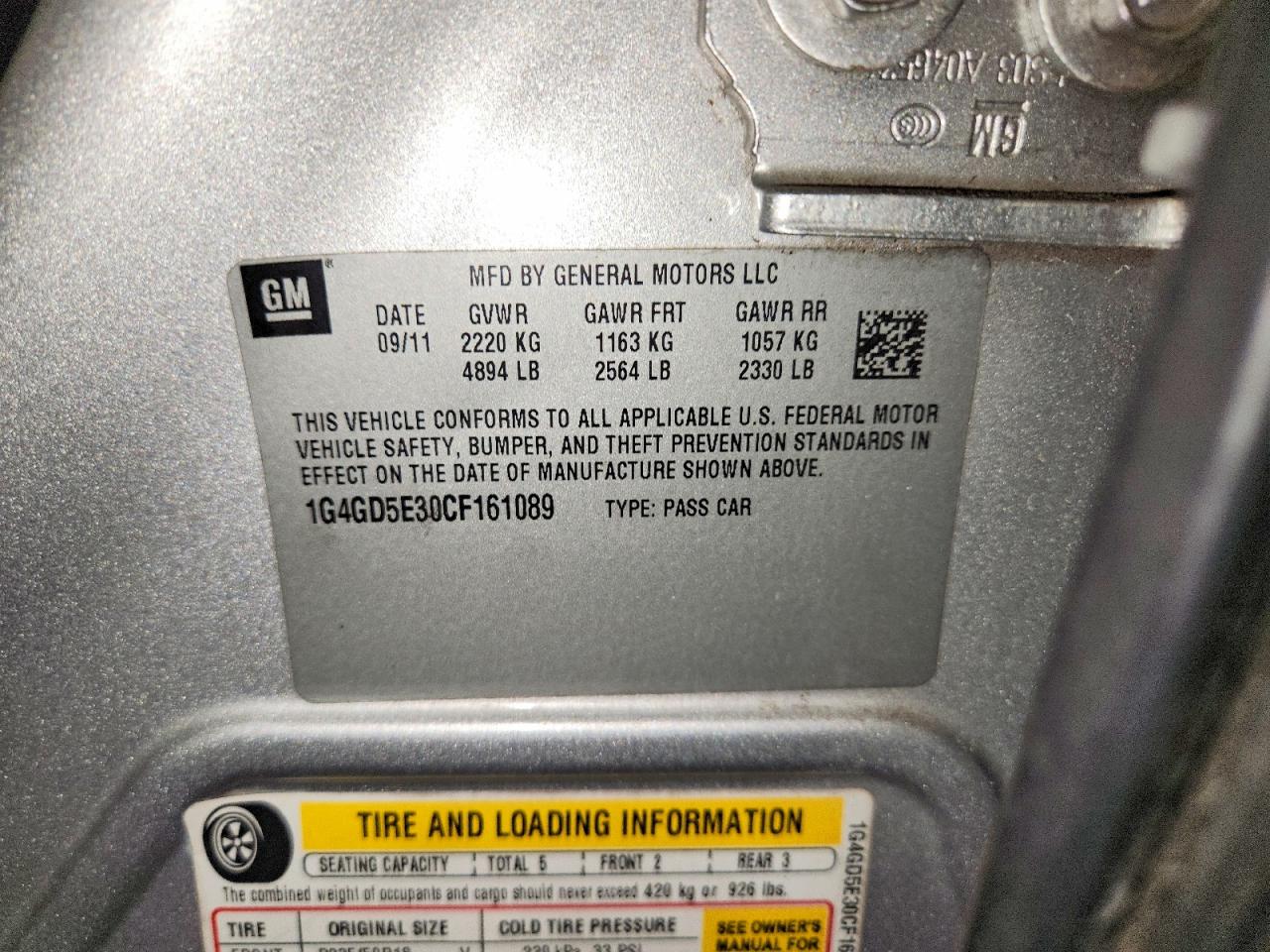 2012 Buick Lacrosse Premium Silver vin: 1G4GD5E30CF161089