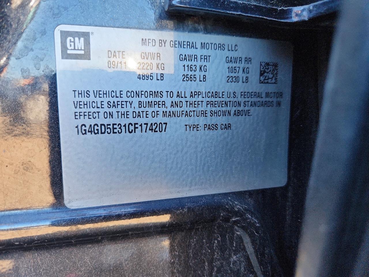 2012 Buick Lacrosse Premium Black vin: 1G4GD5E31CF174207