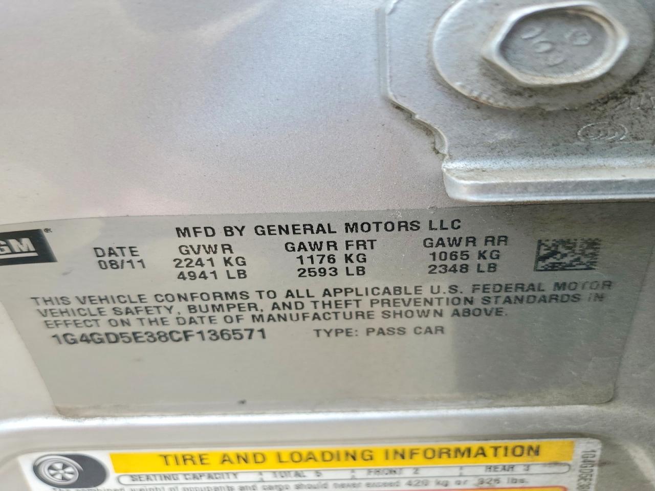 2012 Buick Lacrosse Premium Silver vin: 1G4GD5E38CF136571