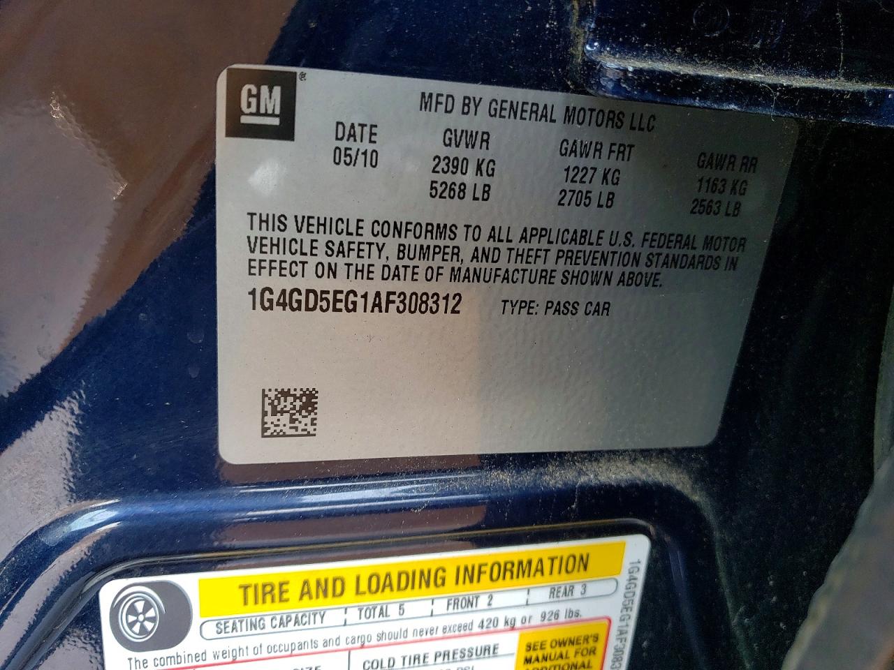 2010 Buick Lacrosse Cxl Blue vin: 1G4GD5EG1AF308312