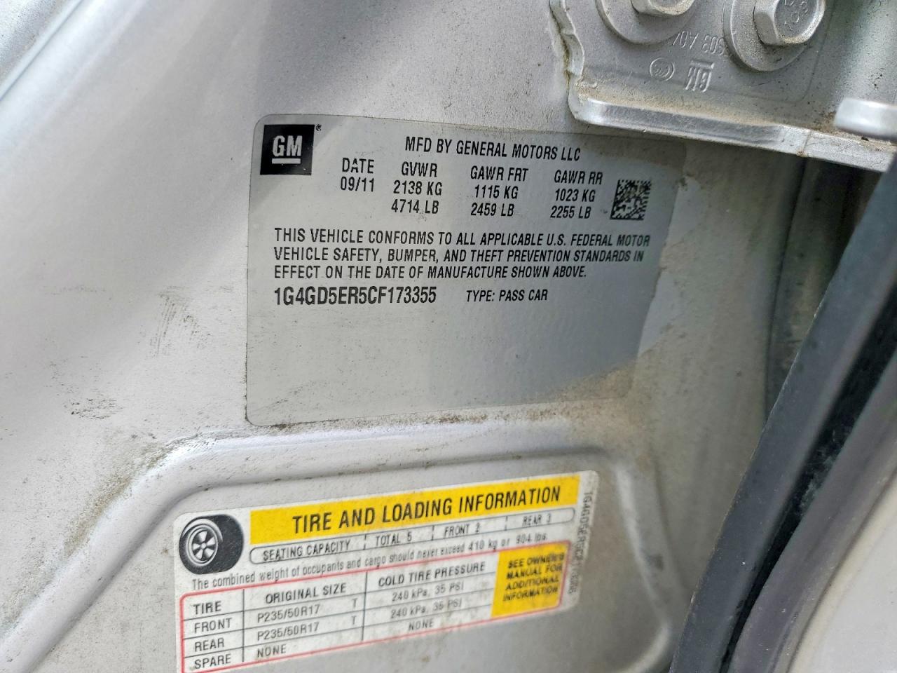 2012 Buick Lacrosse Premium Silver vin: 1G4GD5ER5CF173355