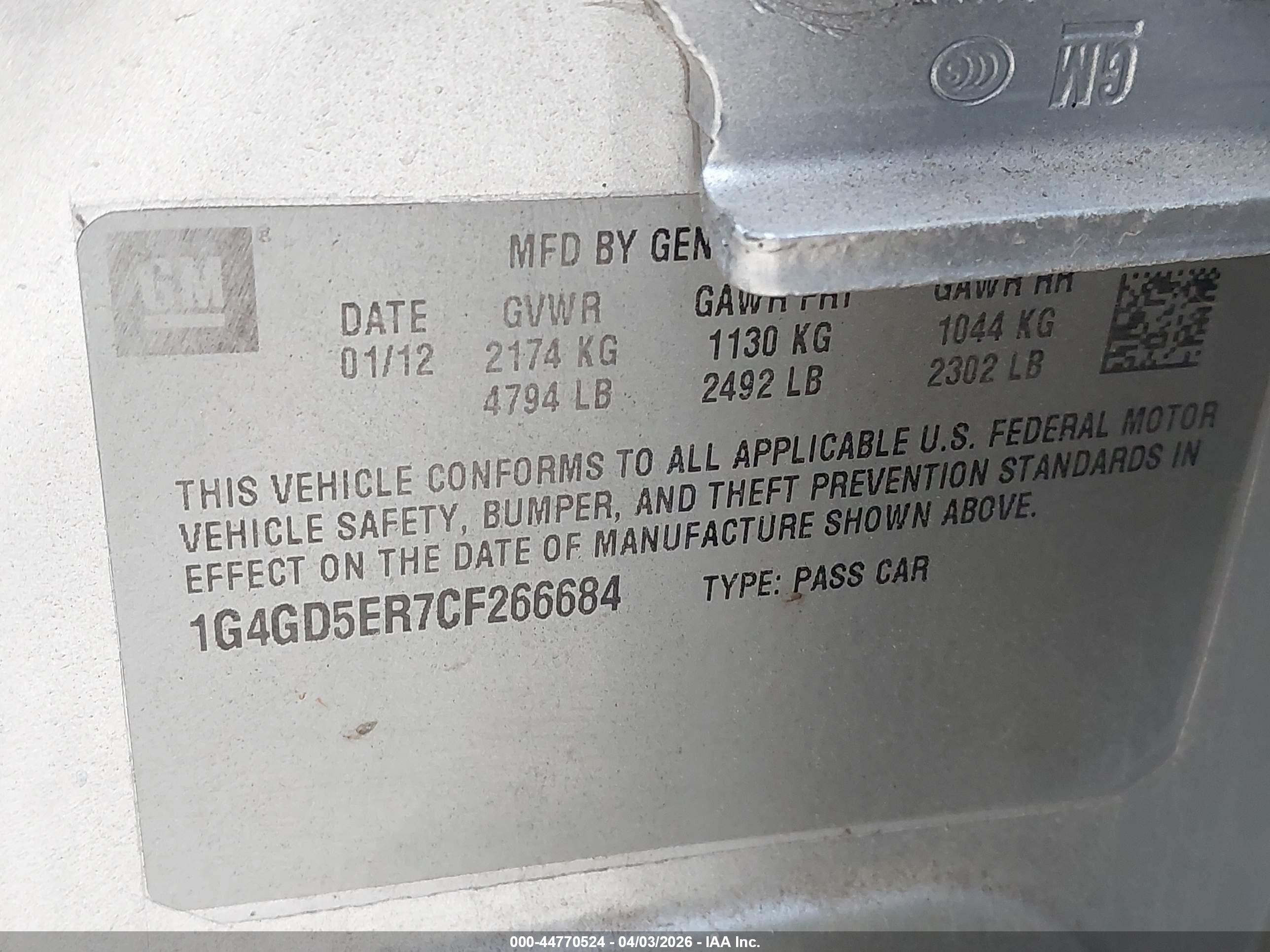2012 Buick Lacrosse Premium 1 Group Silver vin: 1G4GD5ER7CF266684