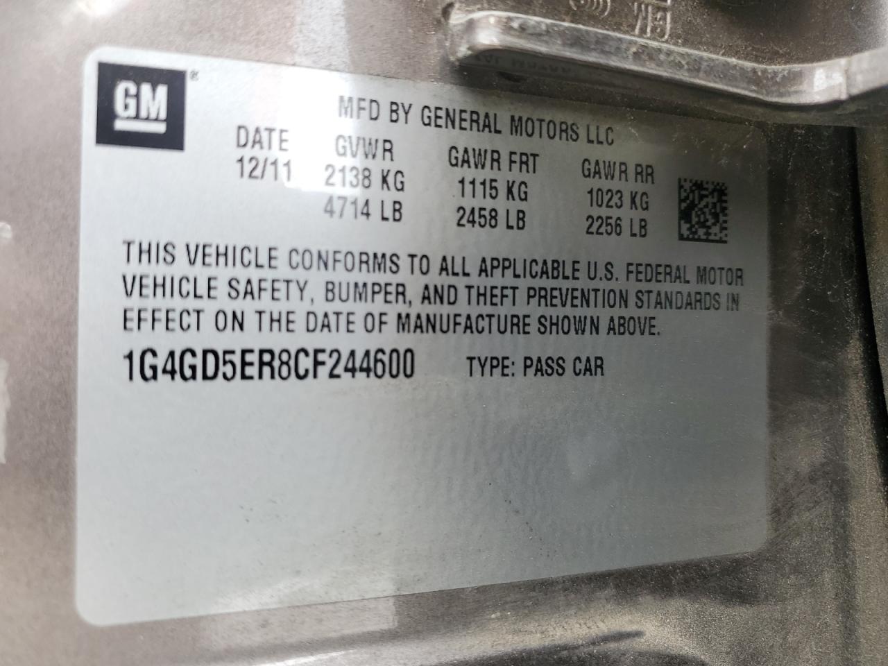 2012 Buick Lacrosse Premium Tan vin: 1G4GD5ER8CF244600