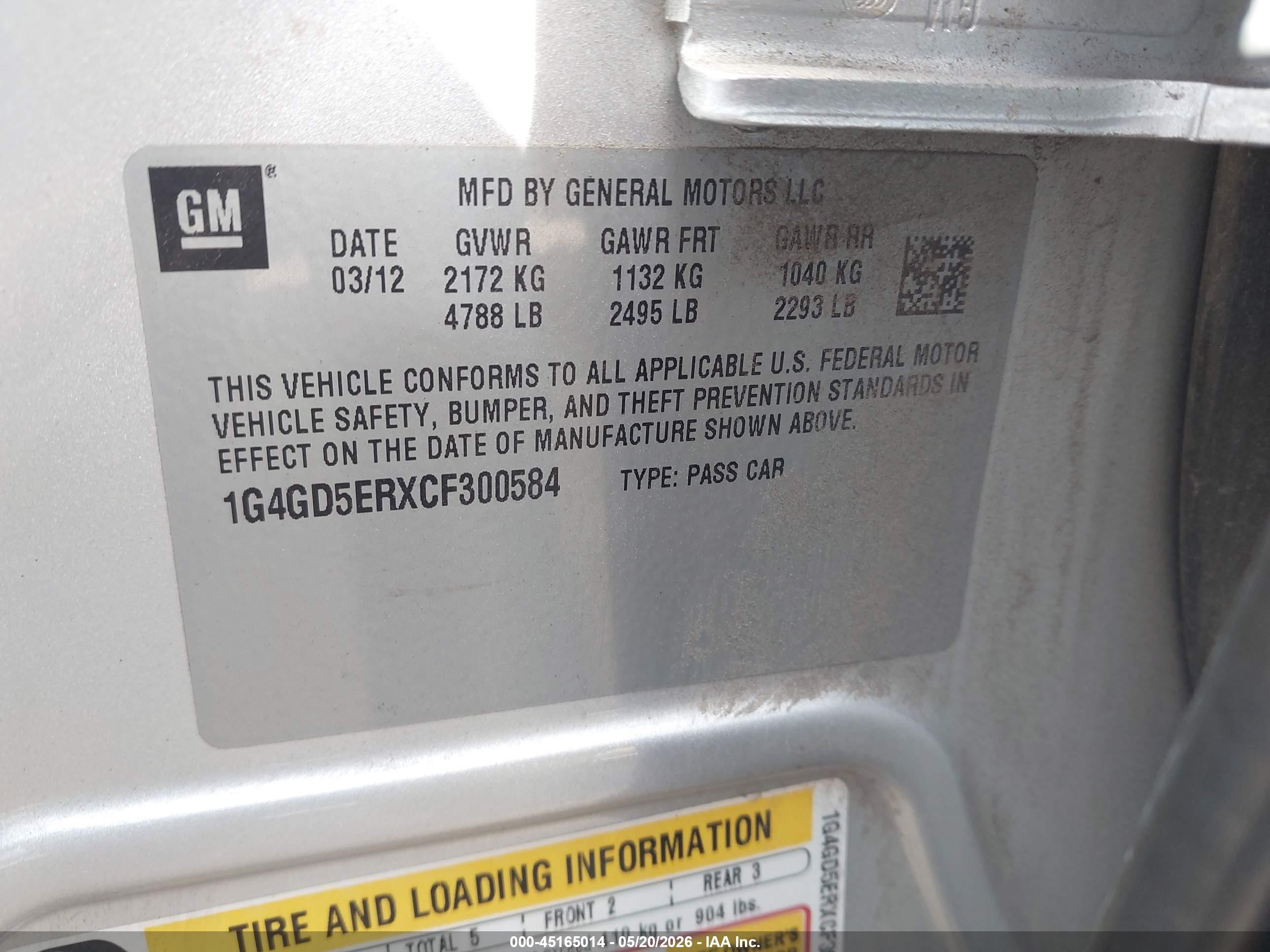 2012 Buick Lacrosse Premium 1 Group Silver vin: 1G4GD5ERXCF300584