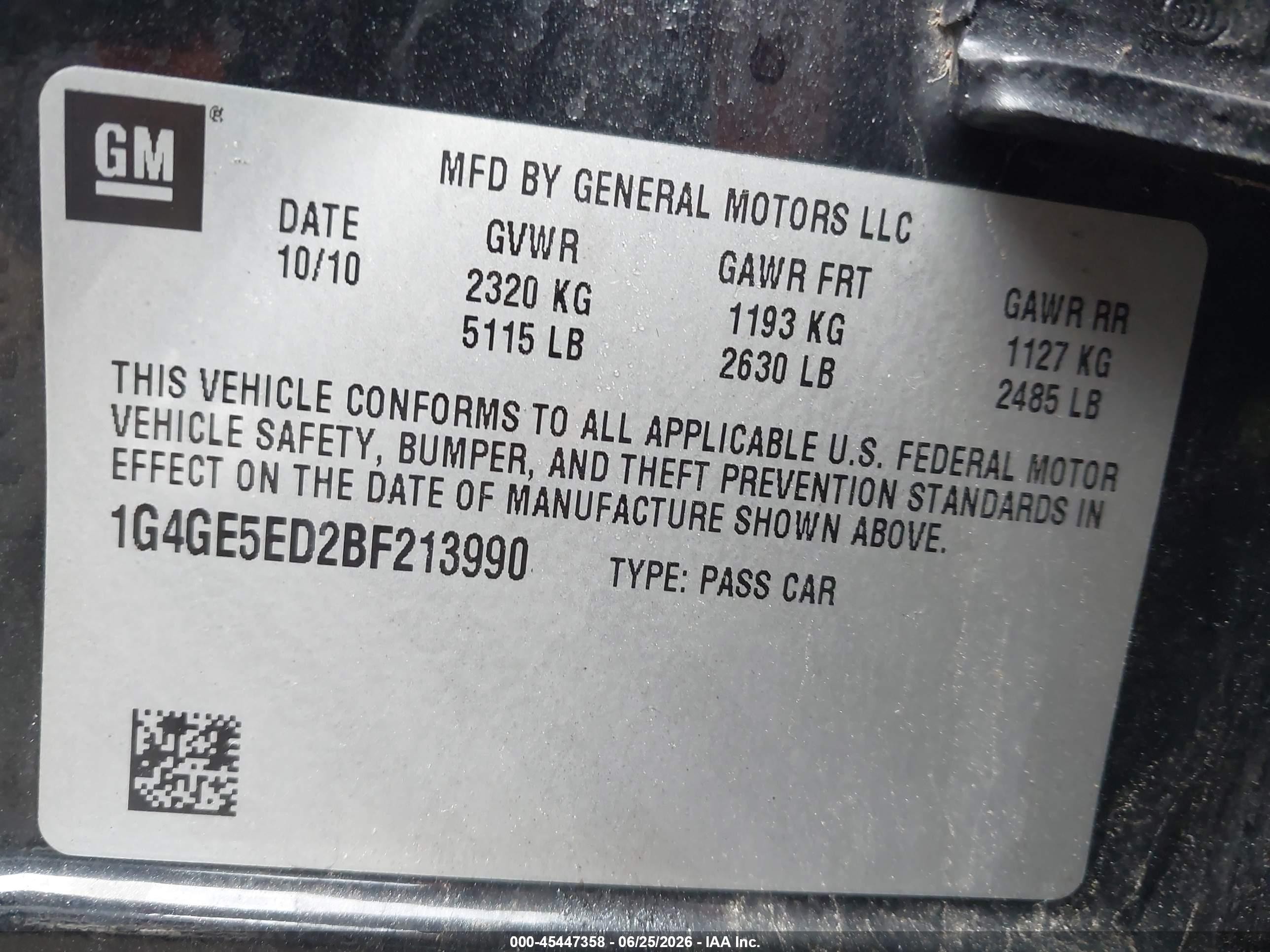 2011 Buick Lacrosse Cxs Black vin: 1G4GE5ED2BF213990