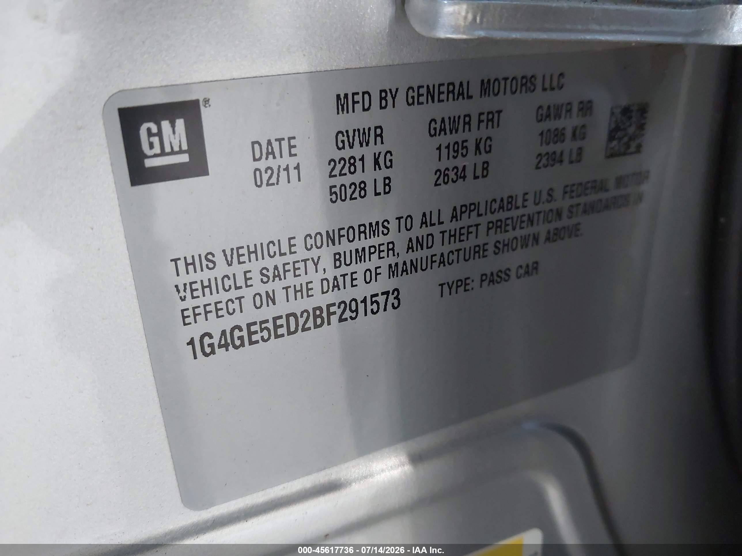 2011 Buick Lacrosse Cxs Gray vin: 1G4GE5ED2BF291573