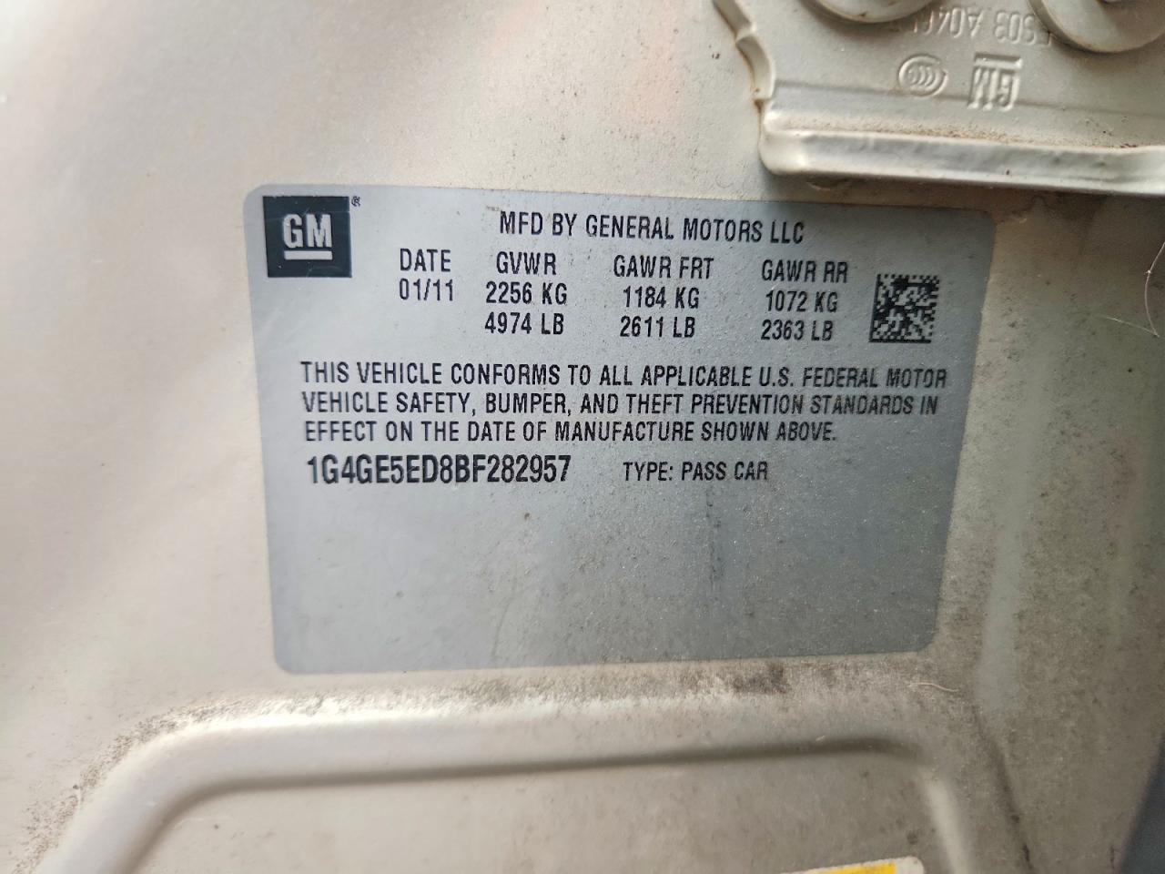2011 Buick Lacrosse Cxs Кремовый vin: 1G4GE5ED8BF282957
