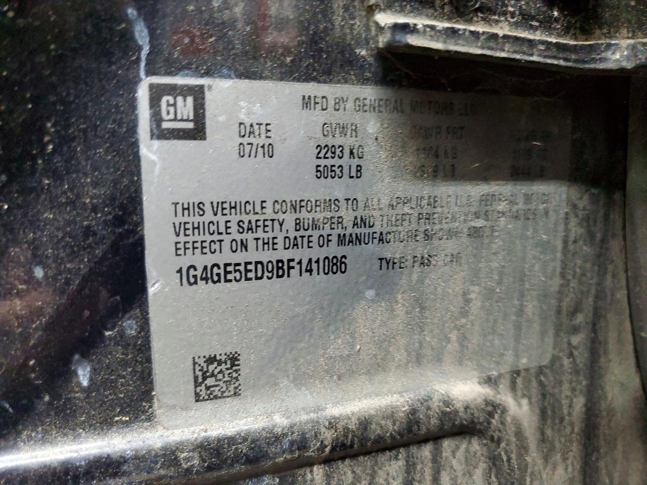 2011 Buick Lacrosse Cxs Black vin: 1G4GE5ED9BF141086