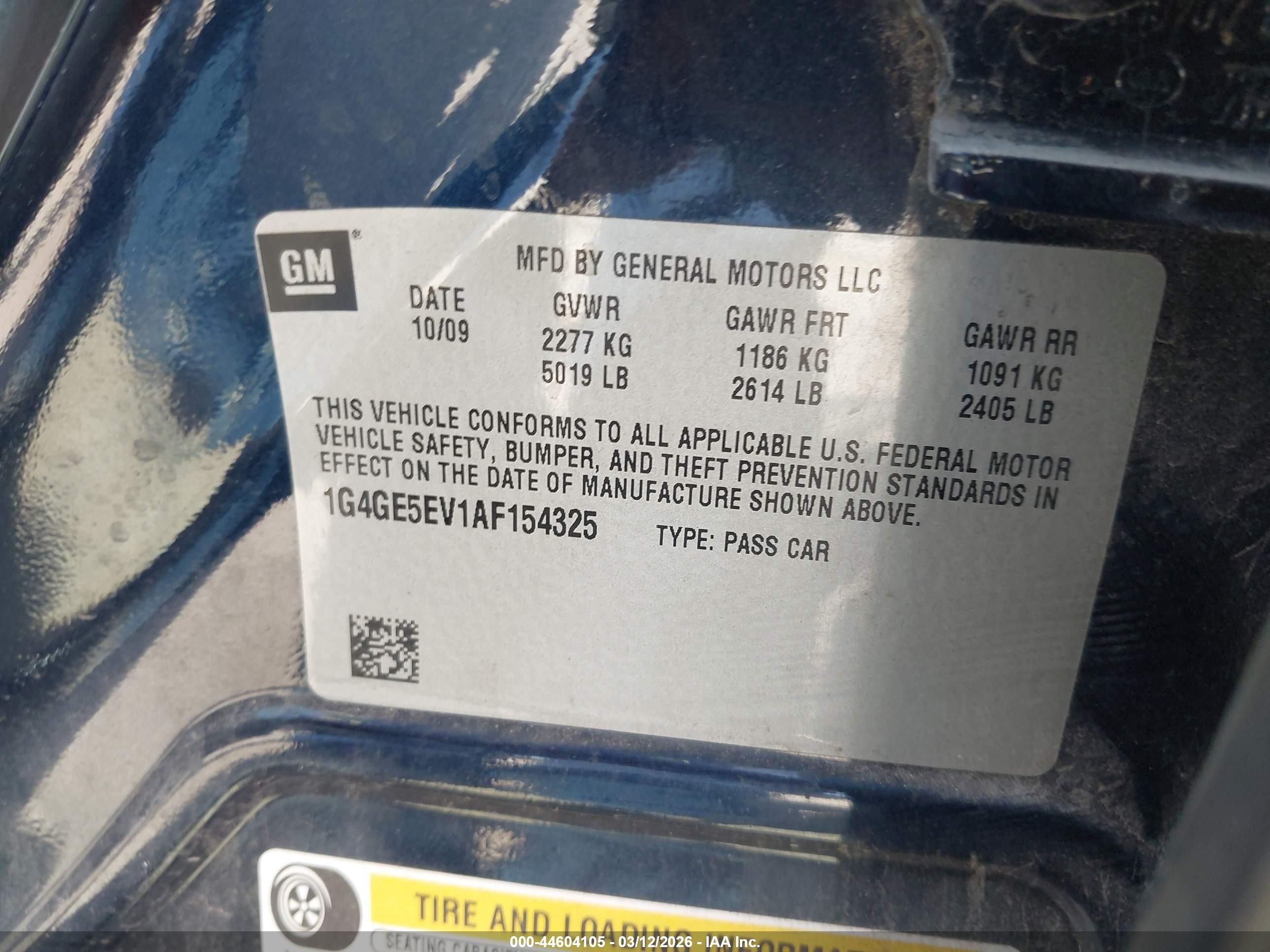 2010 Buick Lacrosse Cxs Navy vin: 1G4GE5EV1AF154325