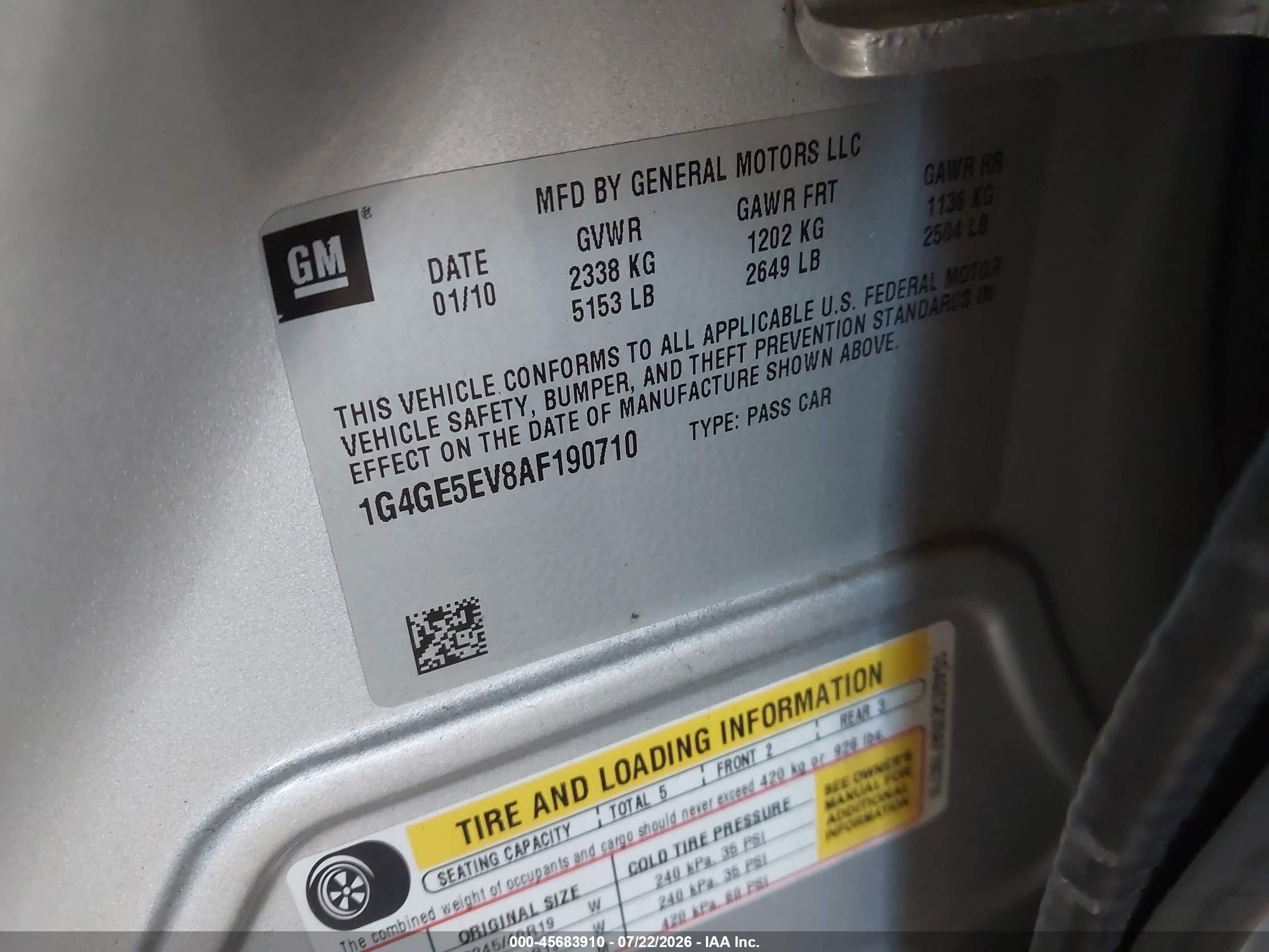 2010 Buick Lacrosse Cxs Silver vin: 1G4GE5EV8AF190710