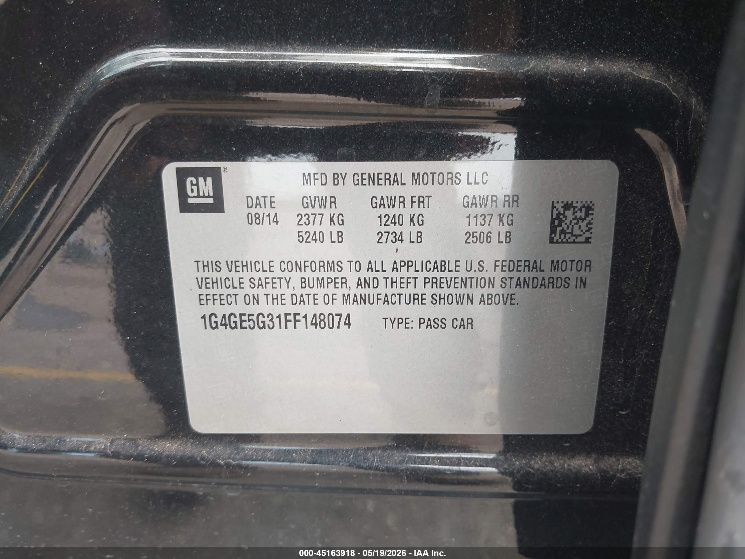 2015 Buick Lacrosse Premium I Black vin: 1G4GE5G31FF148074